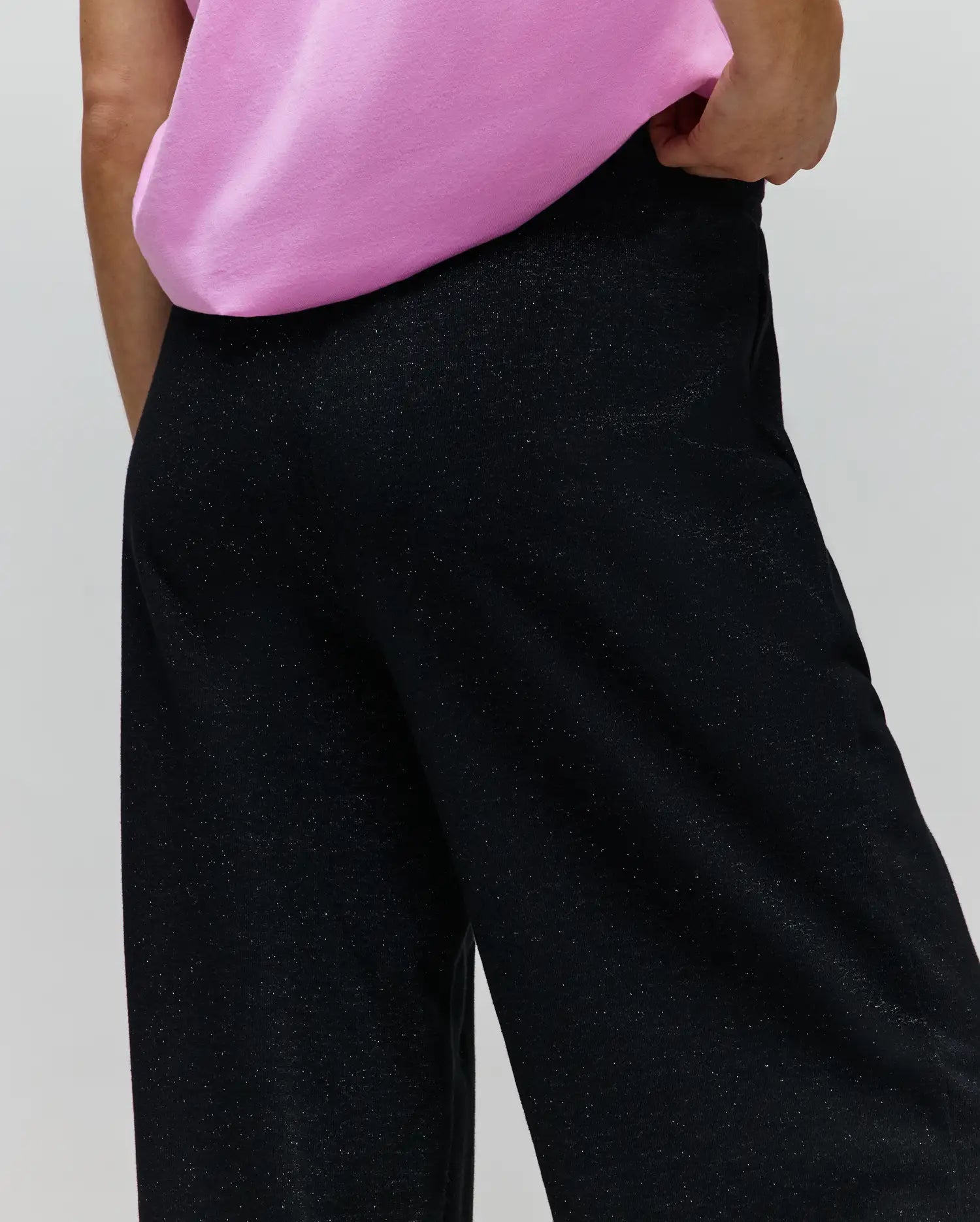 Psycho Bunny Jules Lurex Sweatpant pantaloni neri in felpa lurex