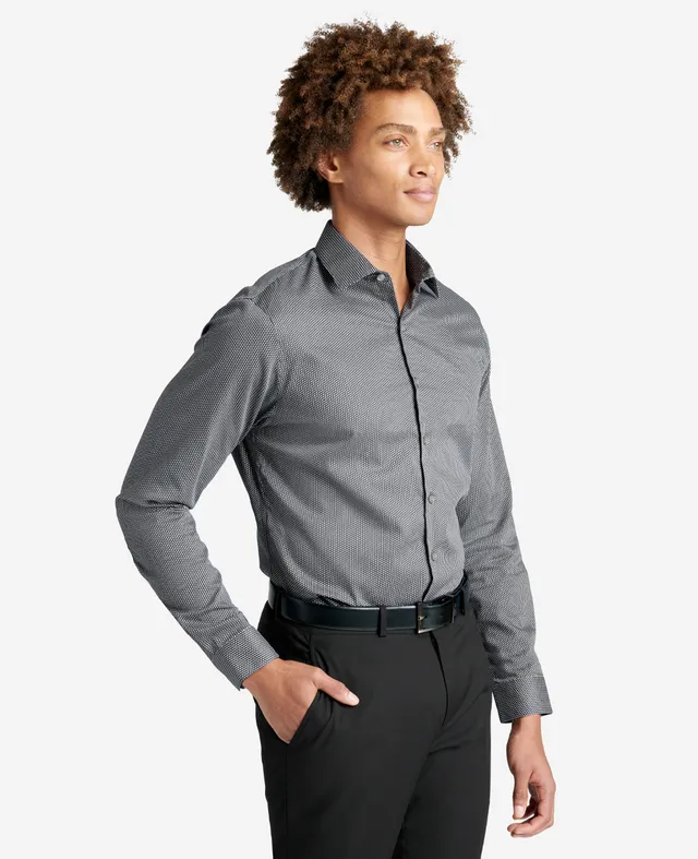 Kenneth Cole Reaction Clothing Slim-Fit Button-Down Stretch Dress Shirt with TEK FIT camicia nera