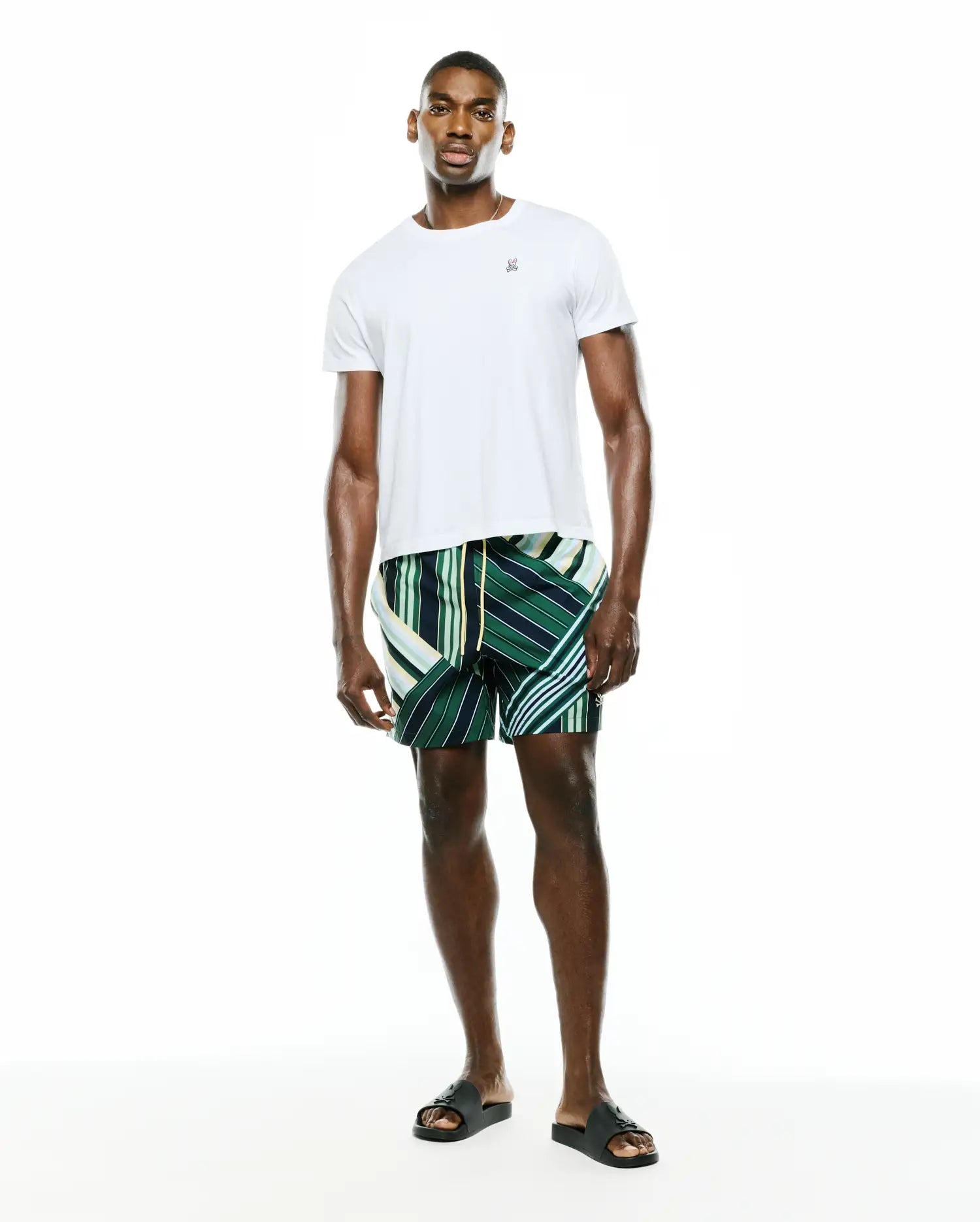 Psycho Bunny Men's Swimwear Drew costume uomo verde stampa 6 pollici