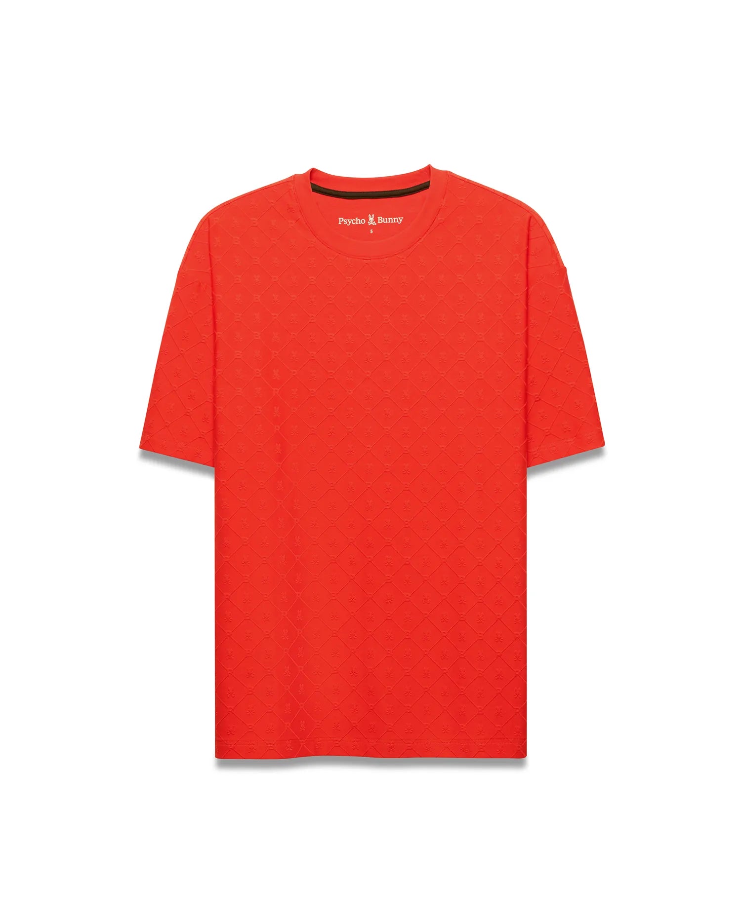 Psycho Bunny Men's Tees Garry Jacquard Oversized-Fit Tee t-shirt Fiery Red