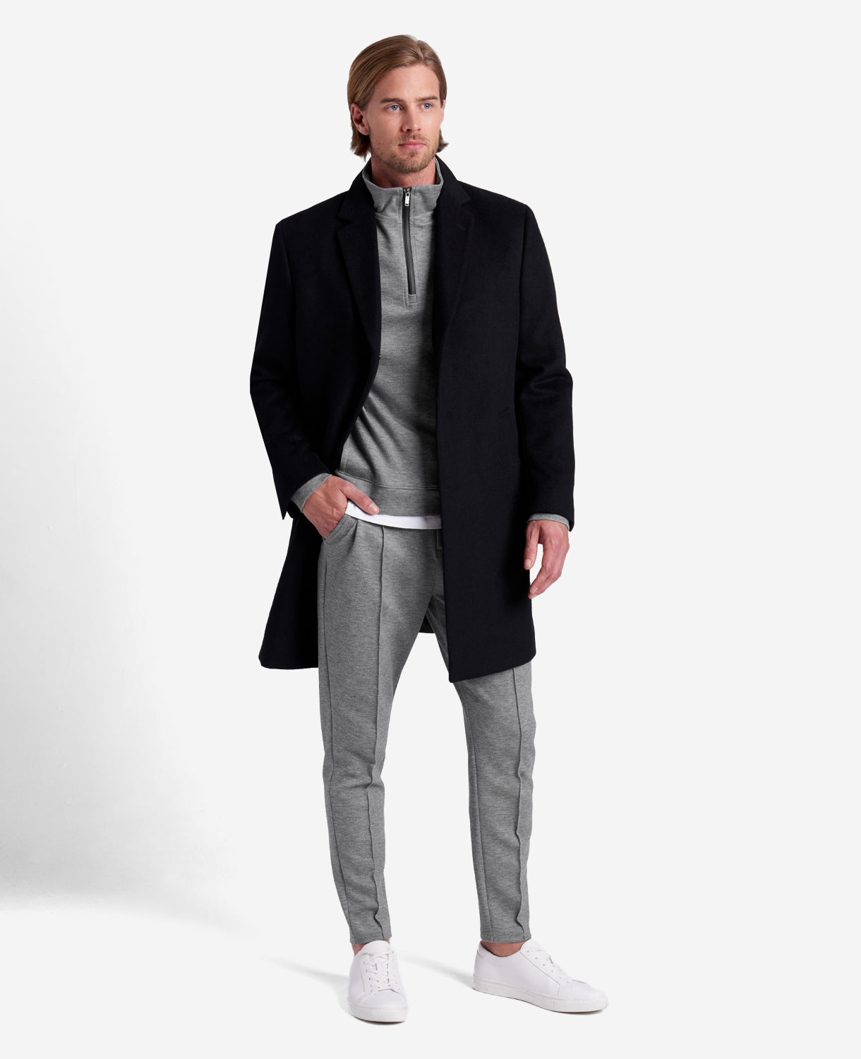 Kenneth Cole Reaction Clothing Quarter-Zip Mock Knit Jacket giacca in maglia grigia con mezza zip