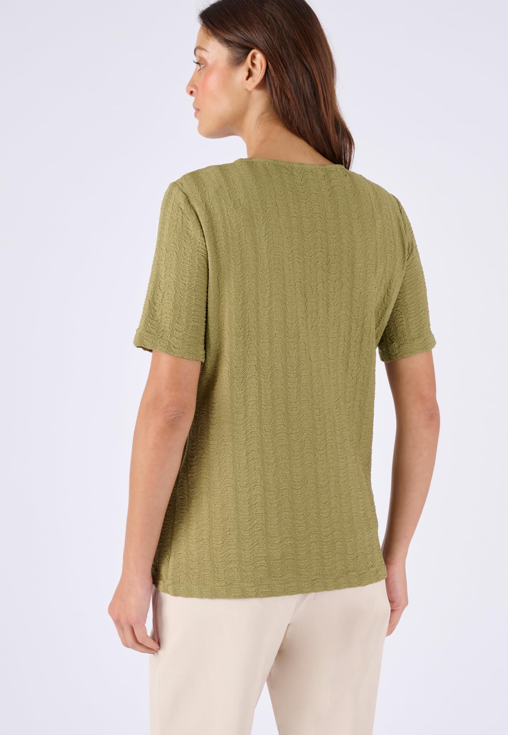 Damart Prêt-à-porter Maglietta a maglia jacquard effetto arricciato donna girocollo
