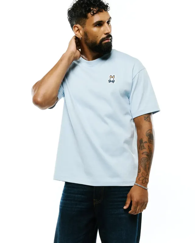 Psycho Bunny Men's Tees Jaydon Pima Cotton Oversized-Fit Tee azzurra oversize