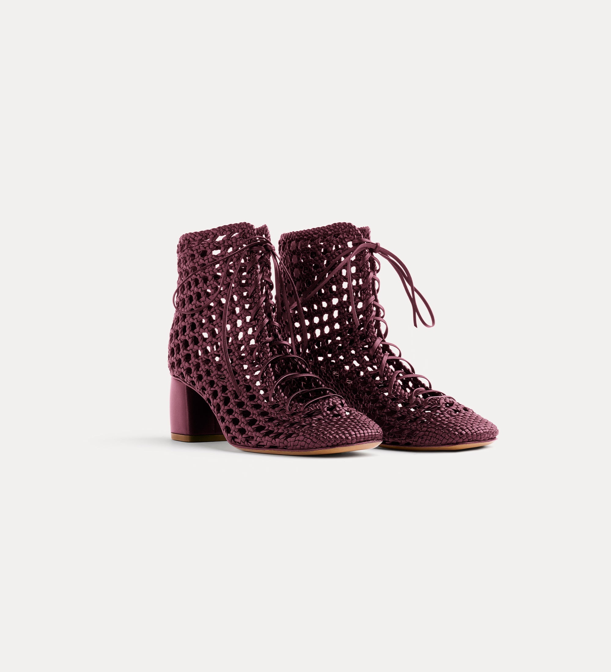 Forte scarpe My Penelope Woven Ankle Boots stivaletti bordeaux in nappa
