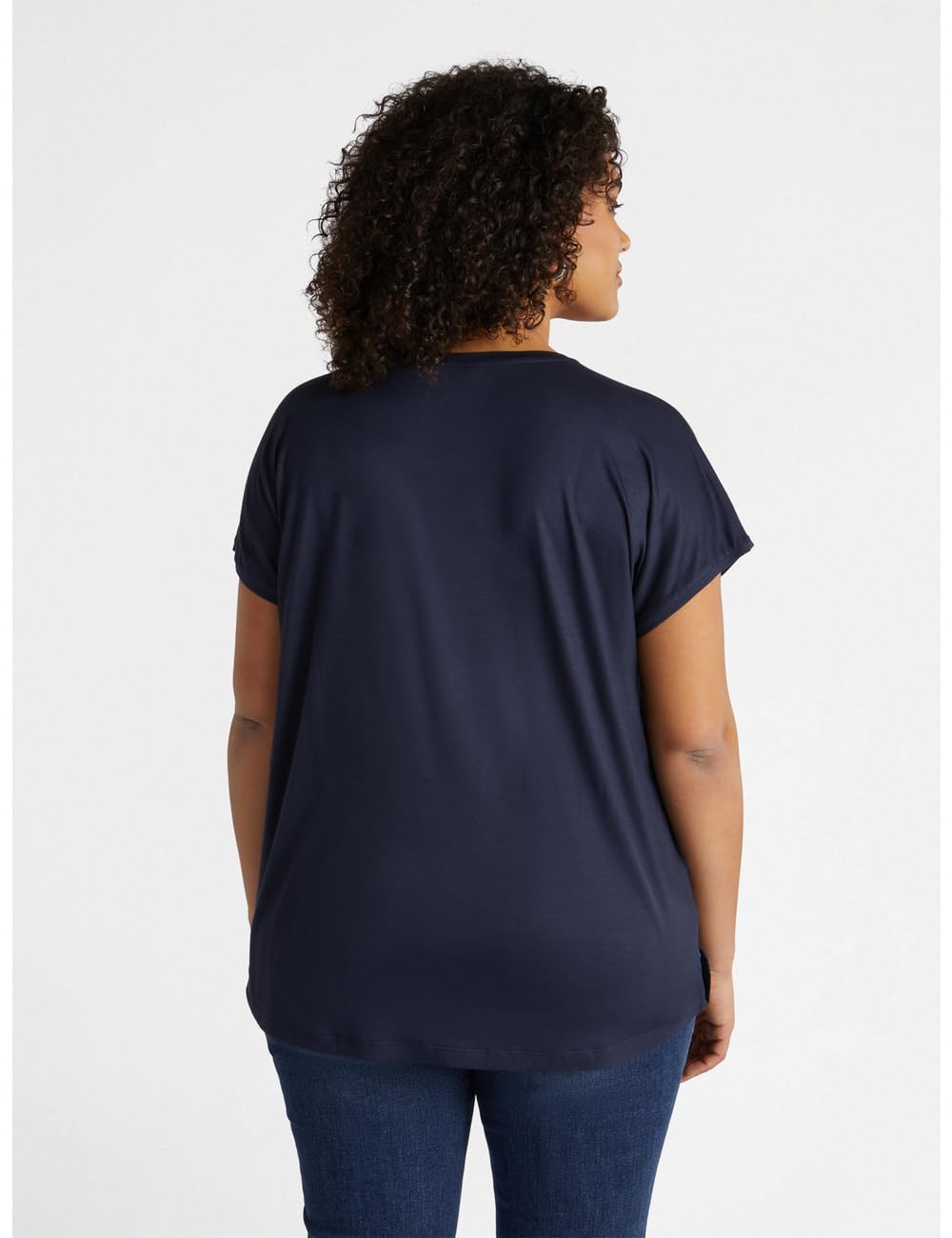 Fiorella Rubino Top e t-shirt T-shirt in Raso e Jersey t-shirt blu curvy
