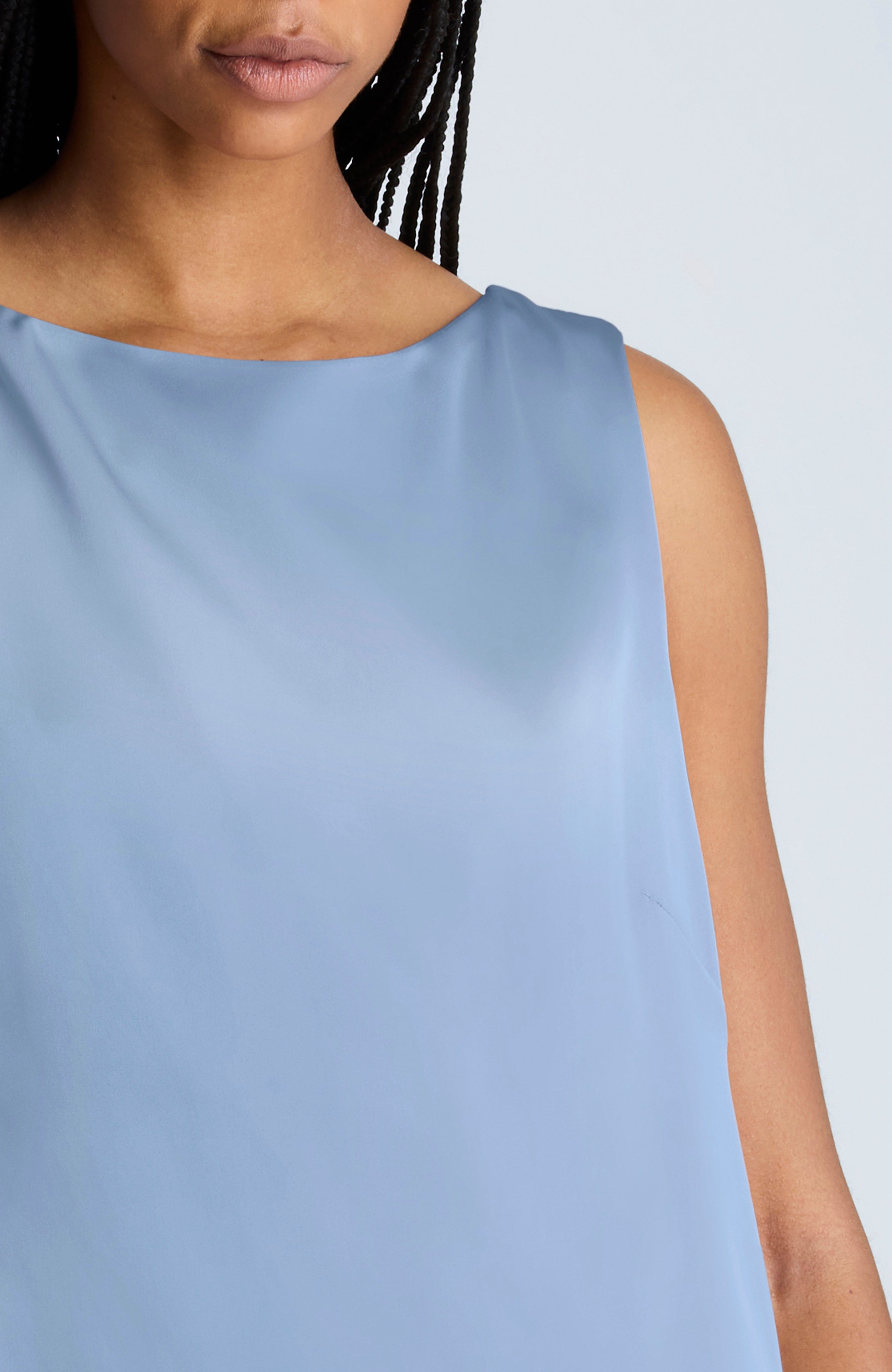 Kenneth Cole Reaction Clothing Sleeveless Draped Back abito azzurro