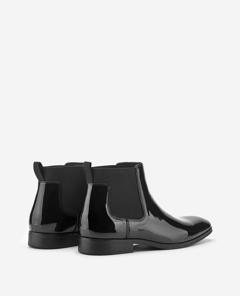 Kenneth Cole Reaction Shoes Hulard2 Chelsea Boot stivaletti neri lucidi