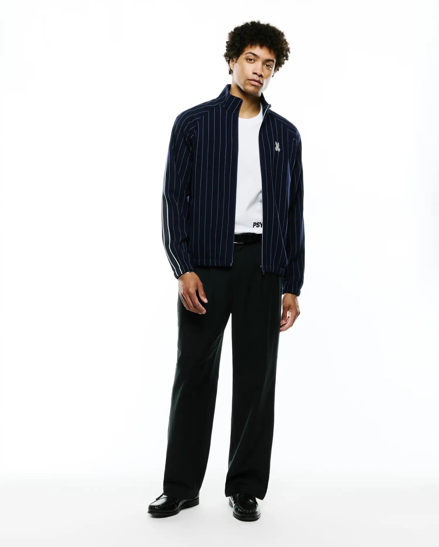 Psycho Bunny Jackets Men's Harland Pinstripe Track Jacket MT0500098 giacca blu regular fit