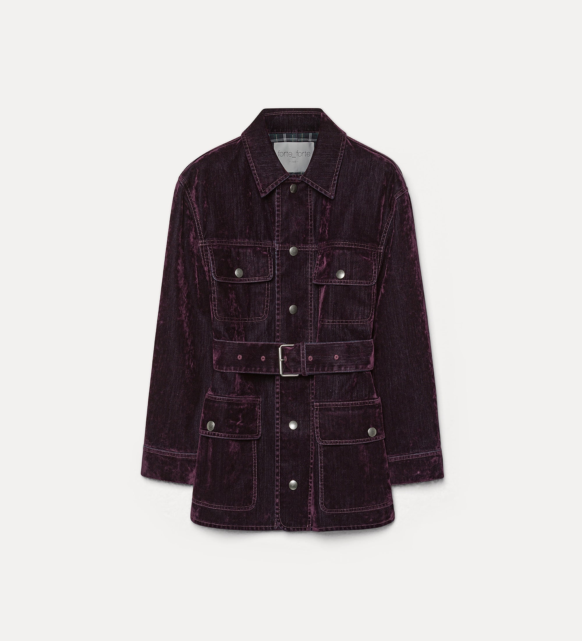Forte giacche flocked denim field jacket giacca bordeaux in denim