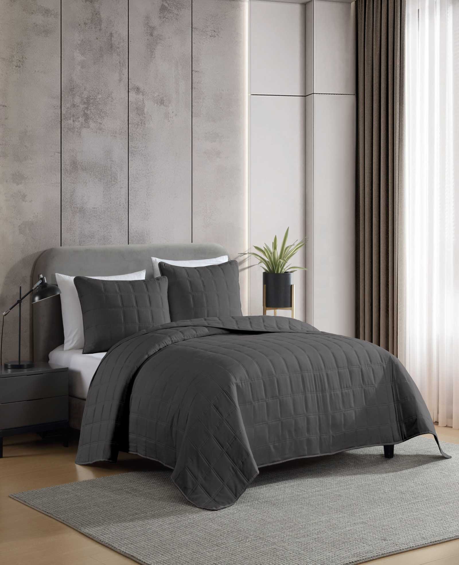 Kenneth Cole Reaction Stonewashed Quilt Set set trapunta antracite Twin