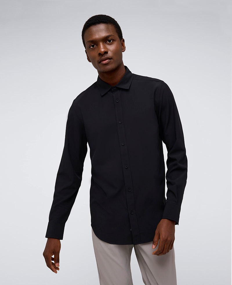 Kenneth Cole Reaction Clothing Performance Slim Fit Button Down Shirt camicia nera