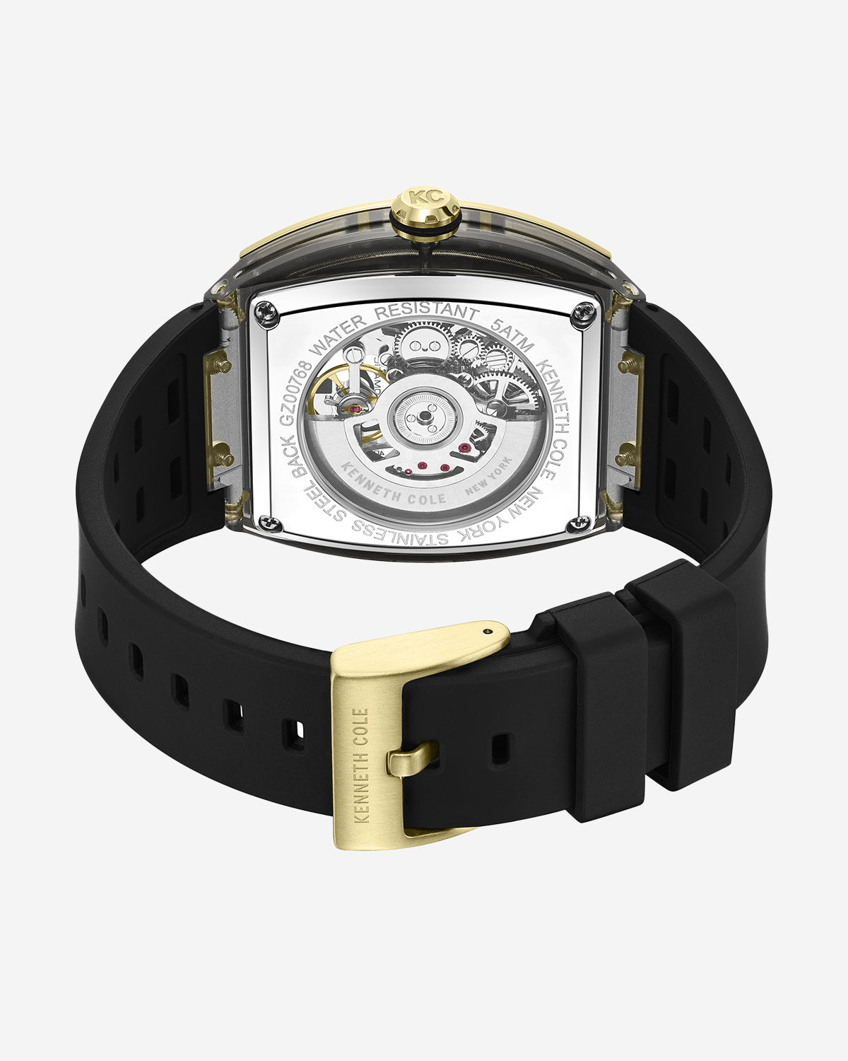 Kenneth Cole Reaction Watches Skeleton Automatic Silicone Watch orologio nero