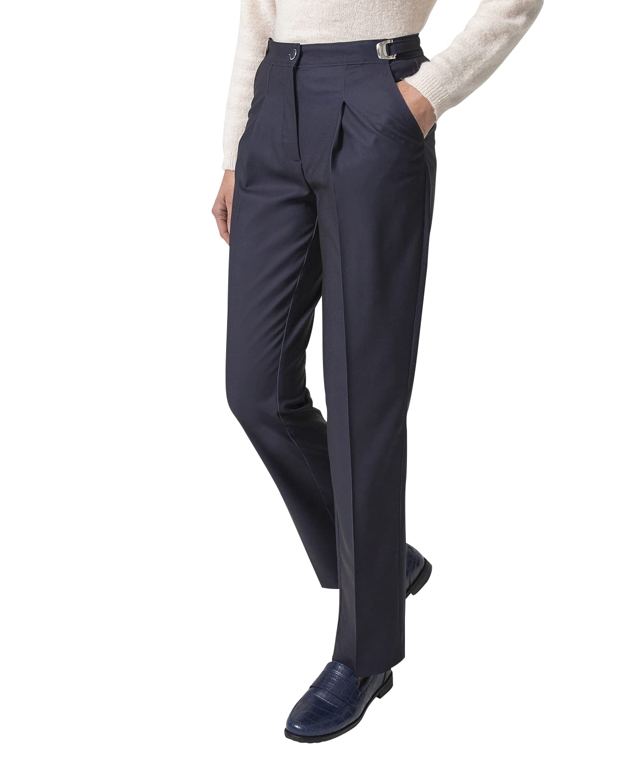 Damart Prêt-à-porter pantaloni cintura regolabile blu marino