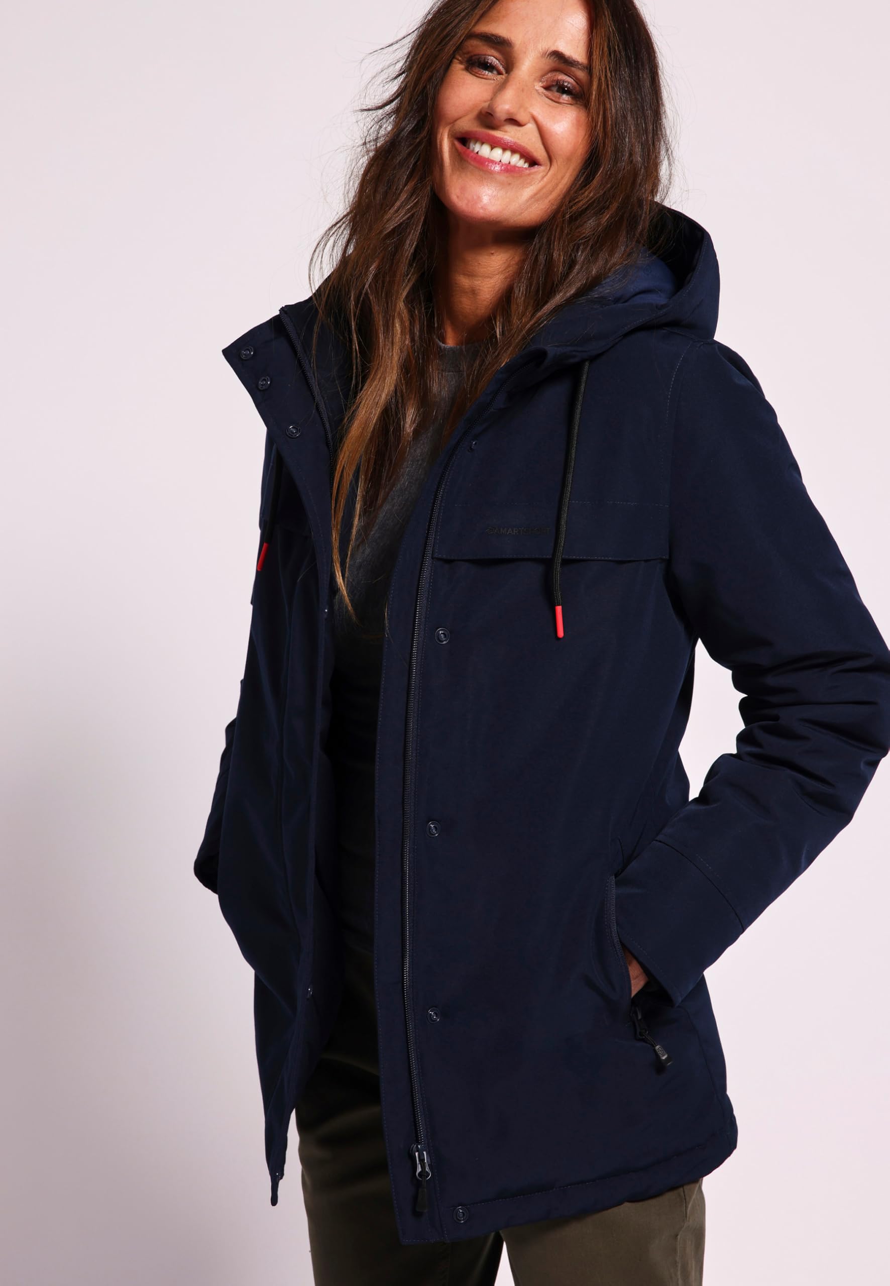 Damart Thermolactyl Parka con cappuccio blu marino donna