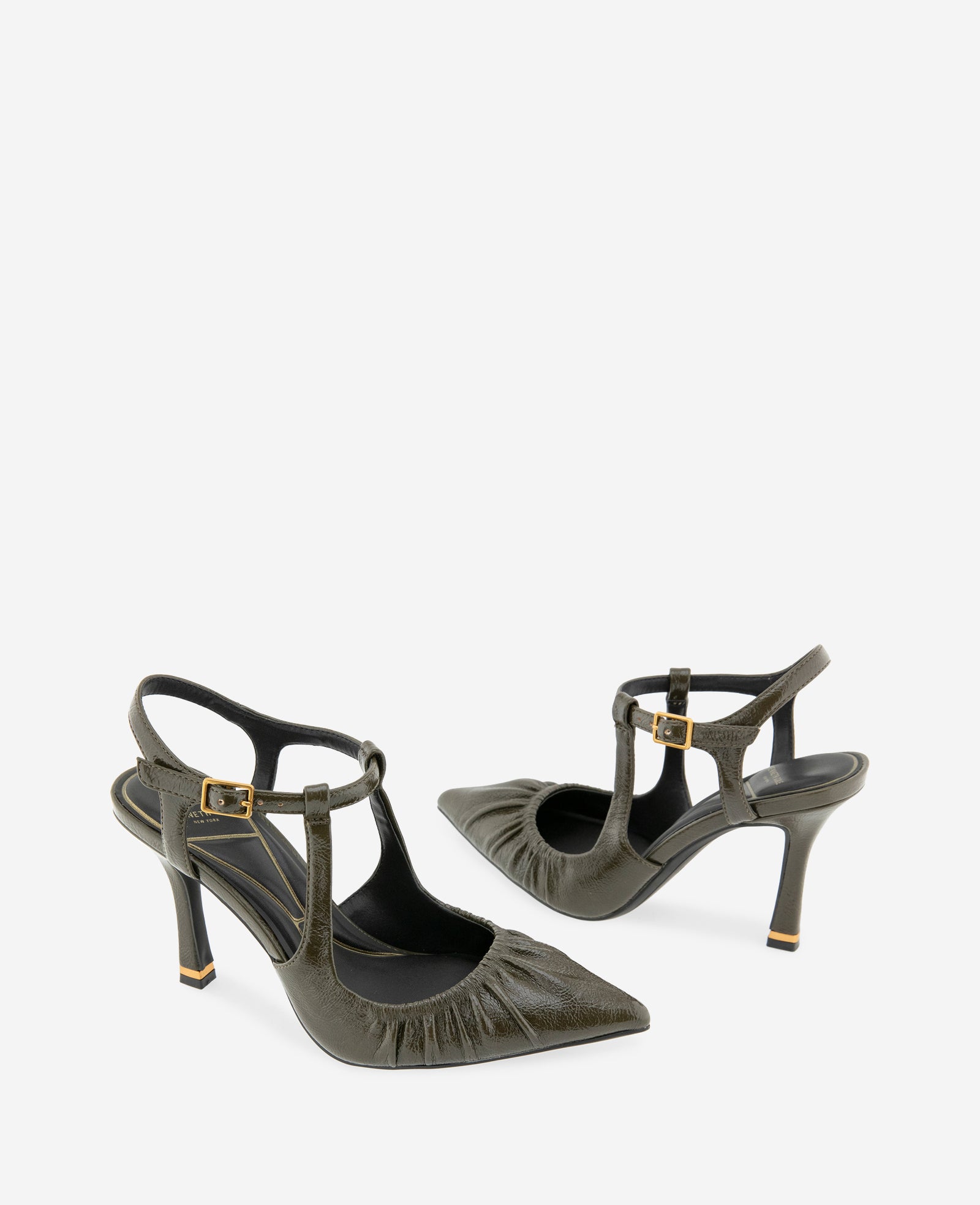 Kenneth Cole Reaction Romi Ruch Patent Heel slingback verde oliva con tacco 8,9 cm