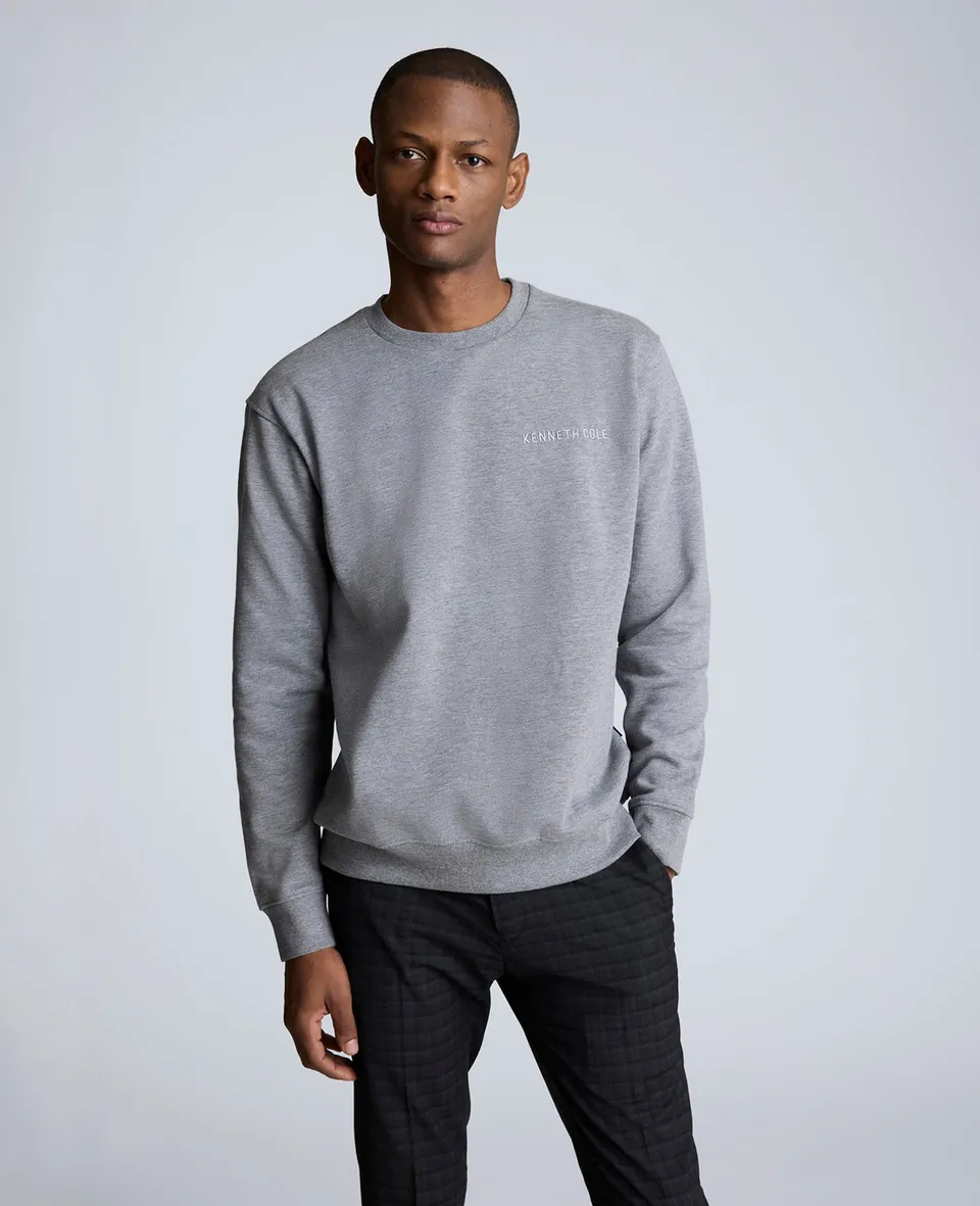 Kenneth Cole Reaction Clothing Kenneth Cole Embroidered Logo Sweatshirt felpa grigia