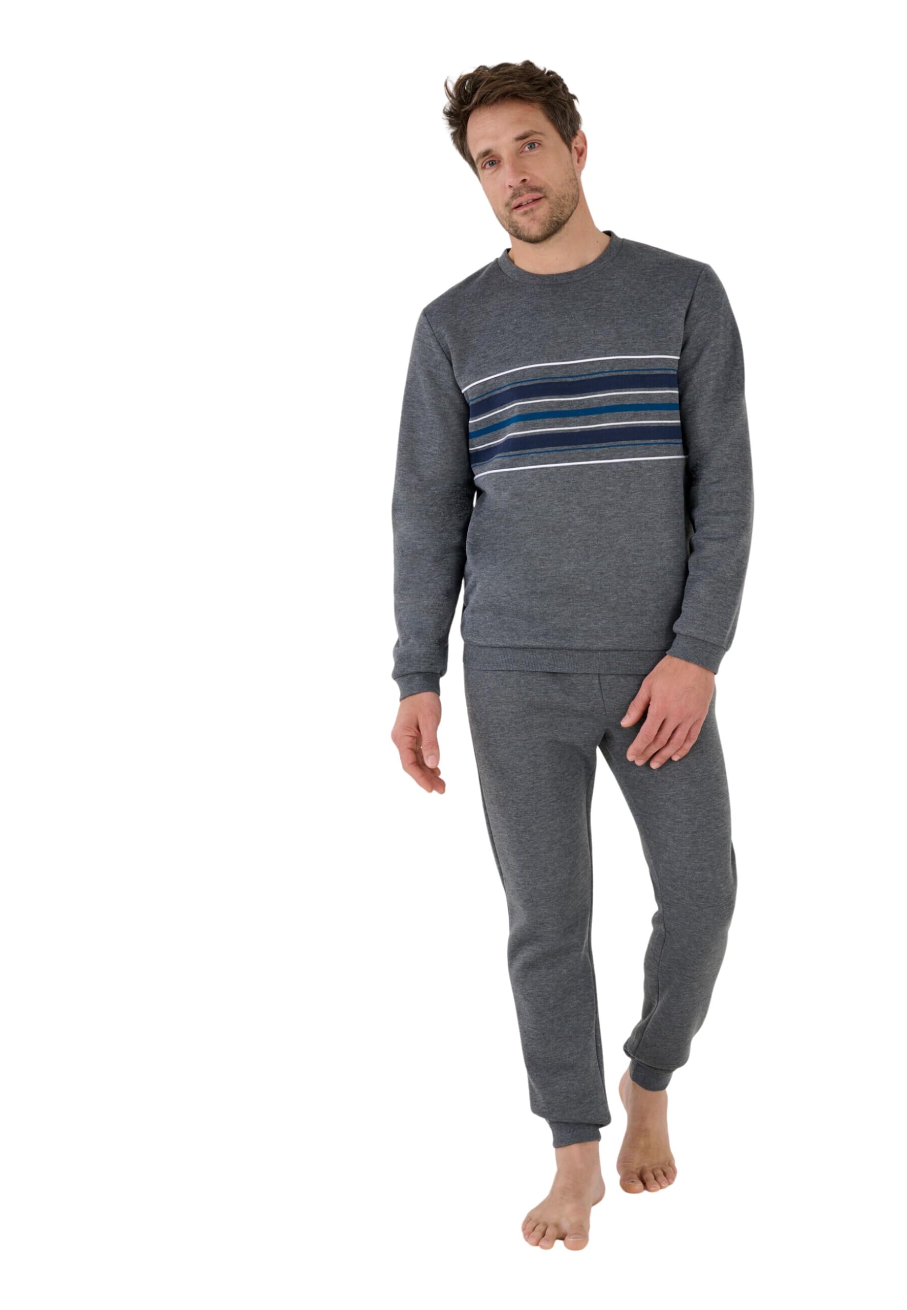 Damart Homewear Pigiama in Tessuto Felpato Thermolactyl Set Uomo blu navy felpato
