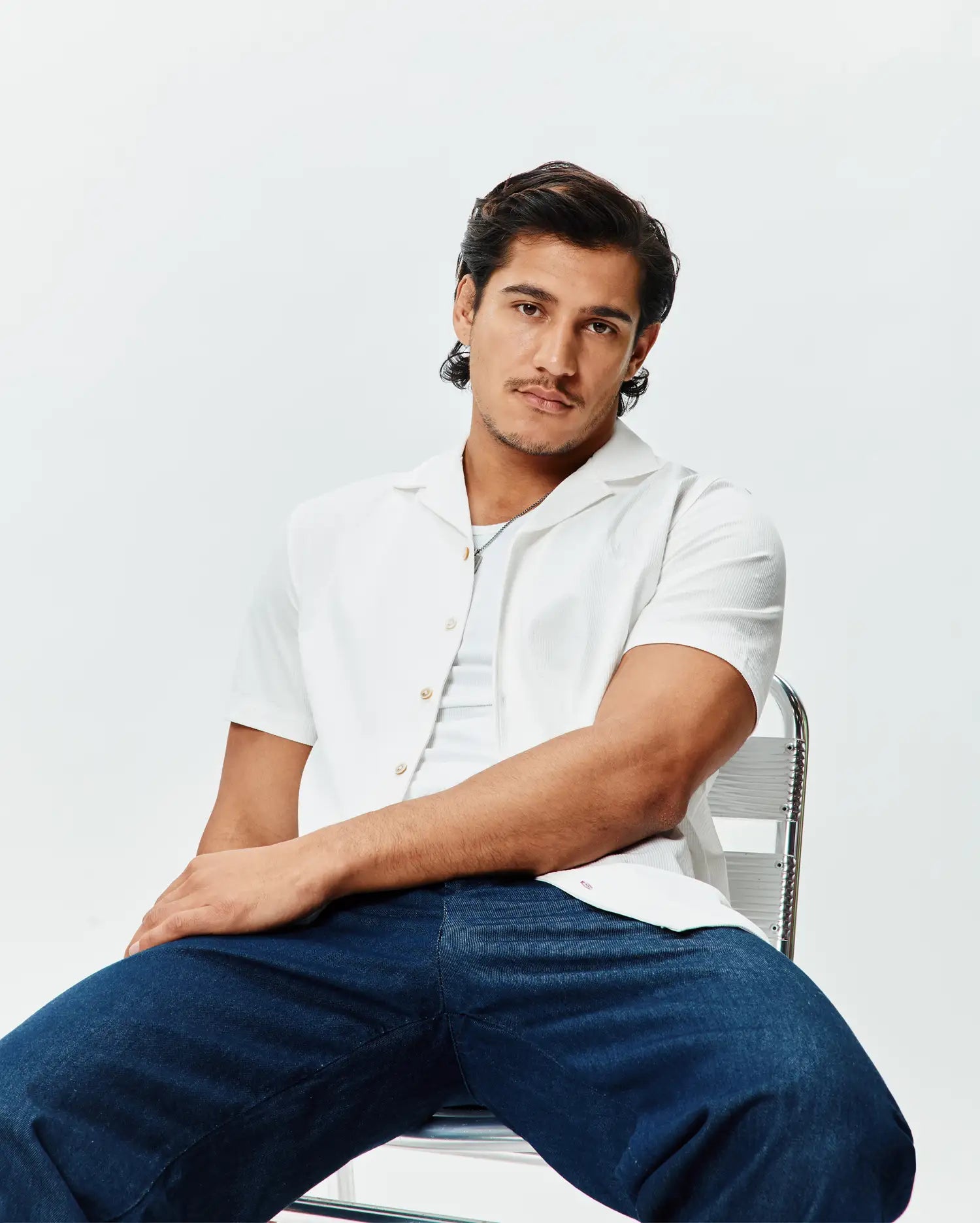 Psycho Bunny Men's Shirts Jayme Knit Shirt camicia bianca in seersucker