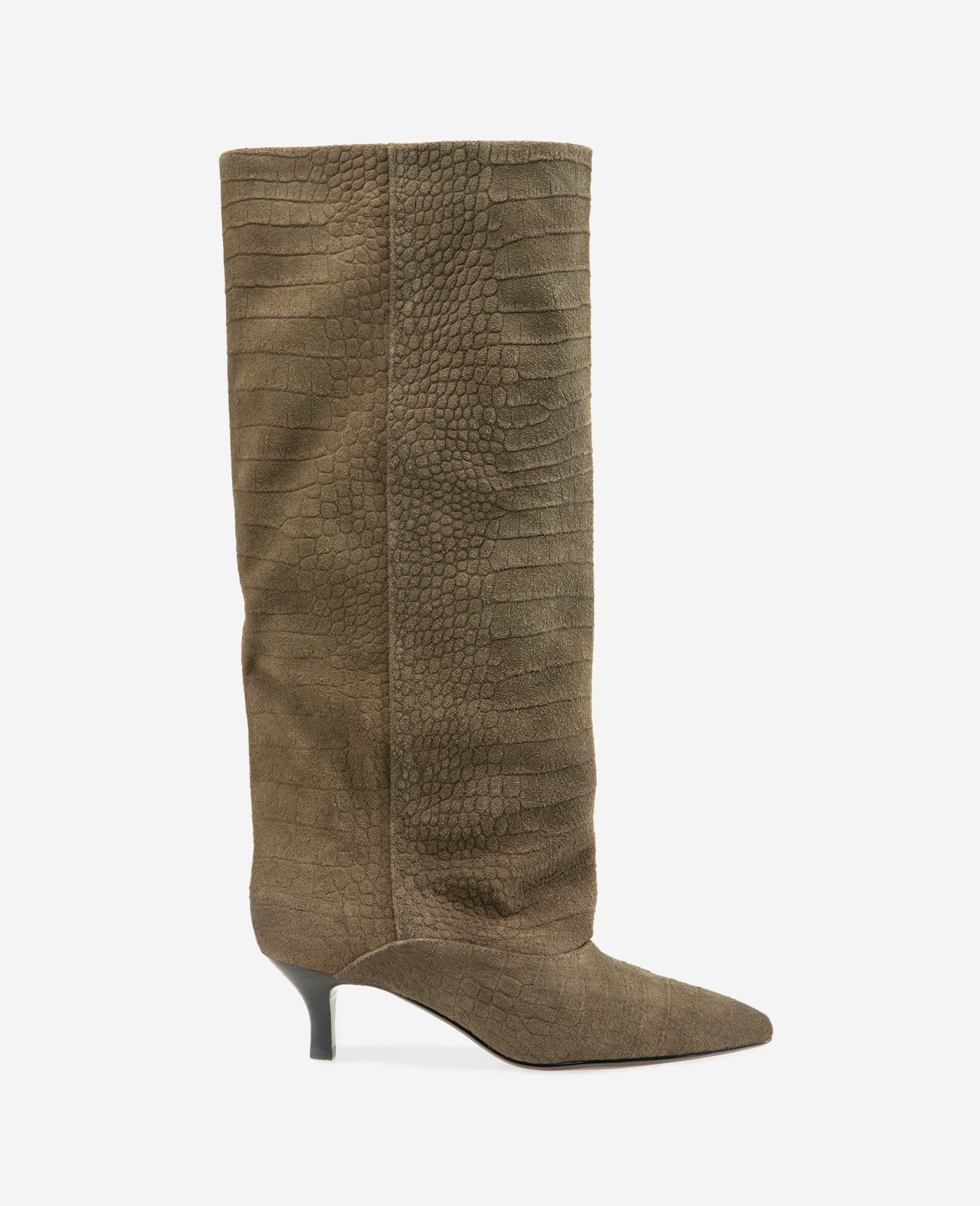 Kenneth Cole Reaction Shoes Brisbane Croco Suede Tall Shaft Boot stivali verdi pelle