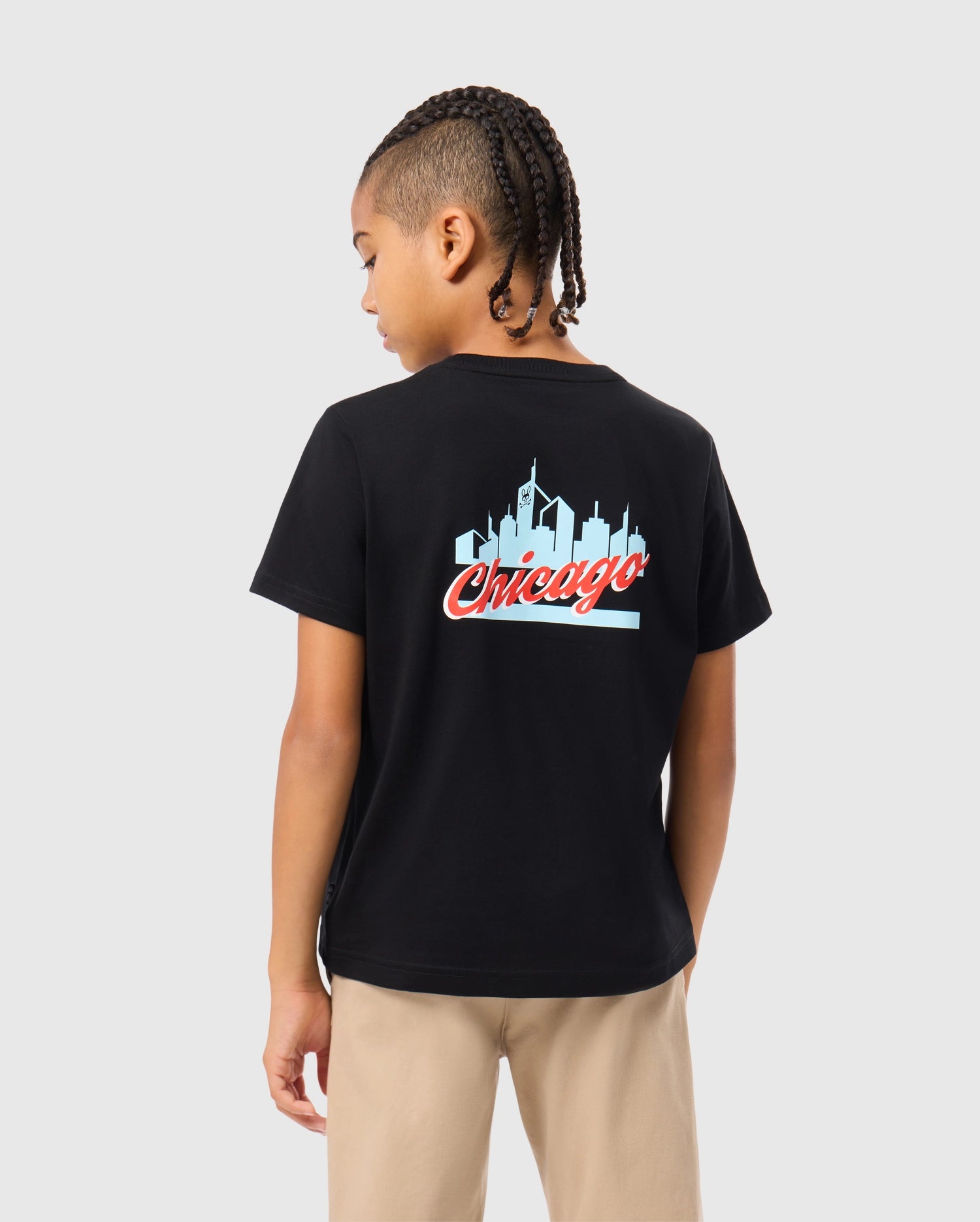 Psycho Bunny Kids Tees Chicago City Tee B0U551W1PC maglietta nera