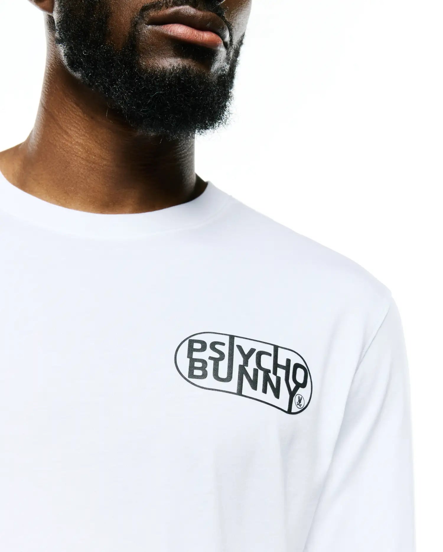 Psycho Bunny Men's Tees Dariel Long Sleeve Graphic T-shirt bianca