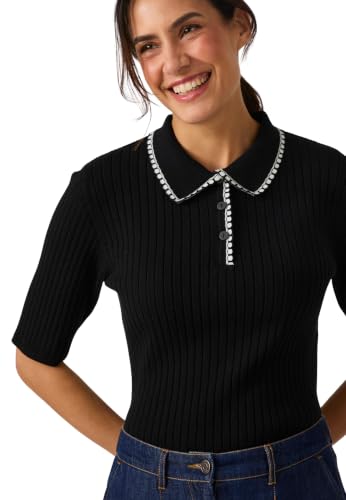 Damart Prêt-à-porter Maglione polo nero donna in cotone biologico