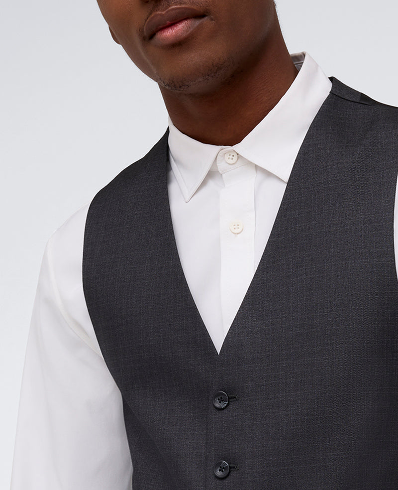 Kenneth Cole Reaction Ready Flex Slim-Fit Suit Separate Vest gilet slim gunmetal elasticizzato