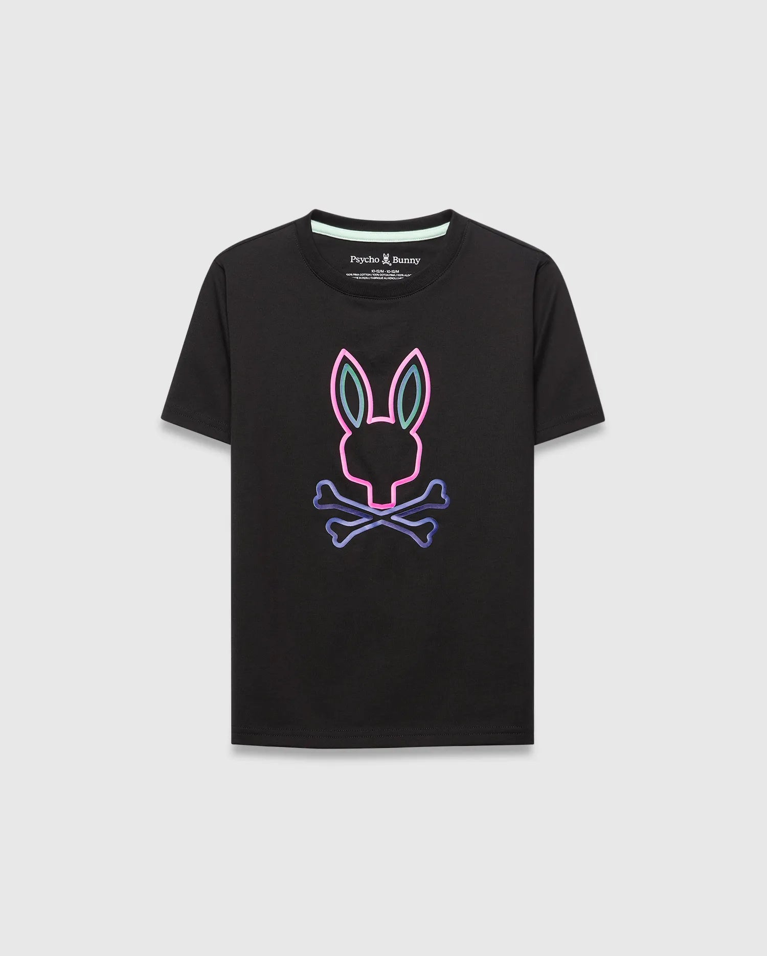 Psycho Bunny Kids Tees KIDS DAYTON GRAPHIC TEE t-shirt nera 2T-XL cotone Pima