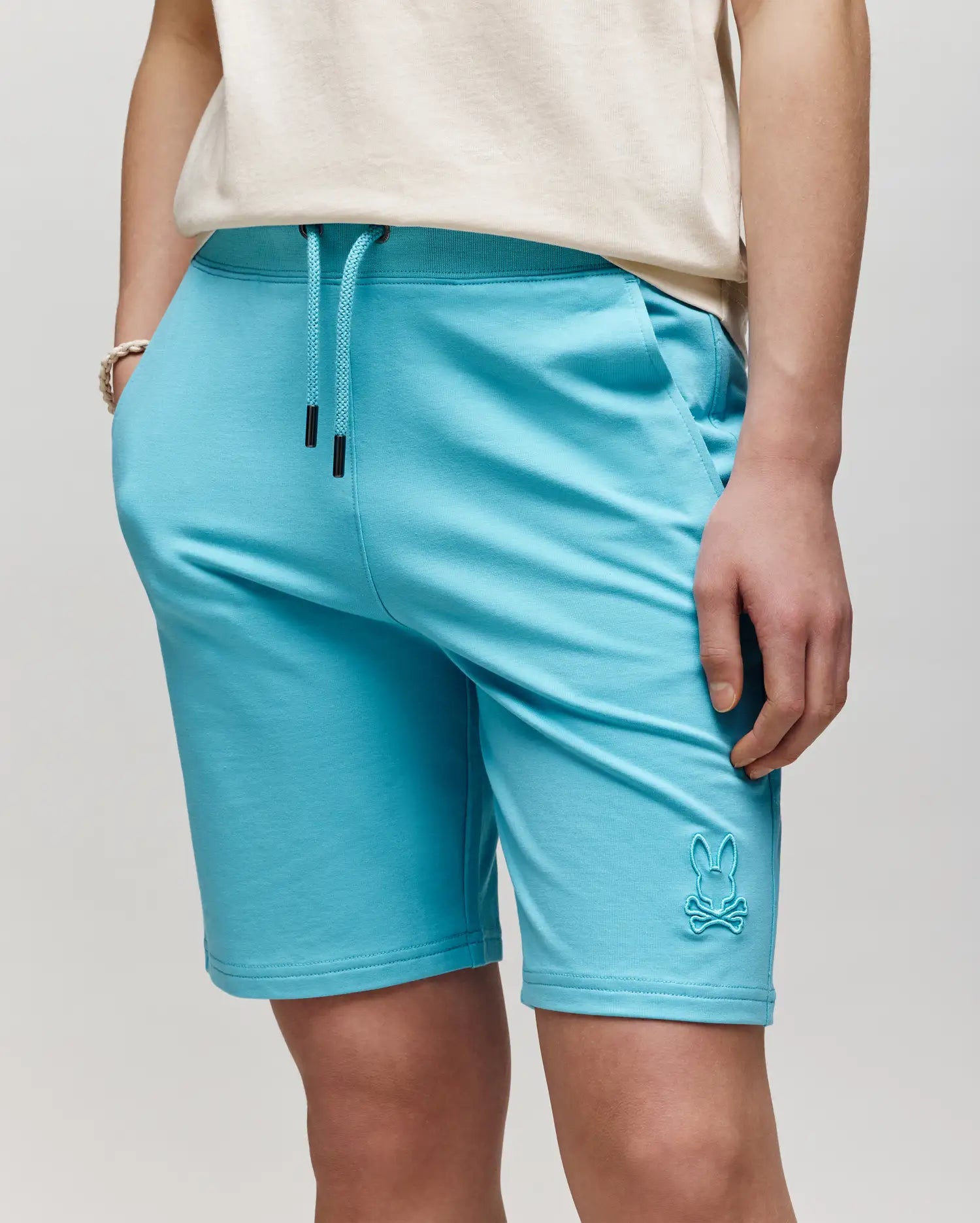 Psycho Bunny Kids Bottoms Levanzo pantaloncini azzurri in French Terry