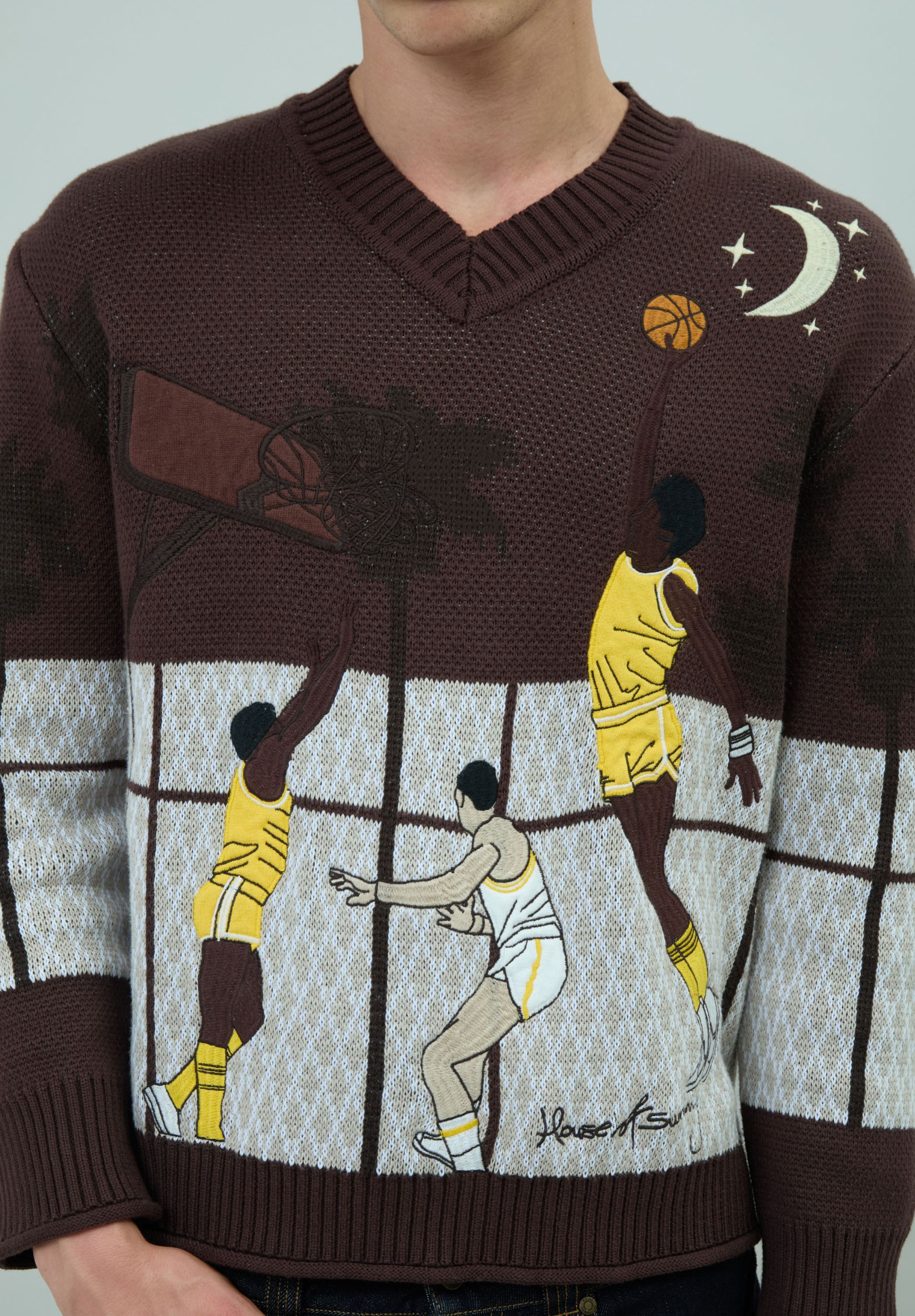 House Of Sunny Women's Knitwear SLAM DUNK WEST maglione jacquard unisex