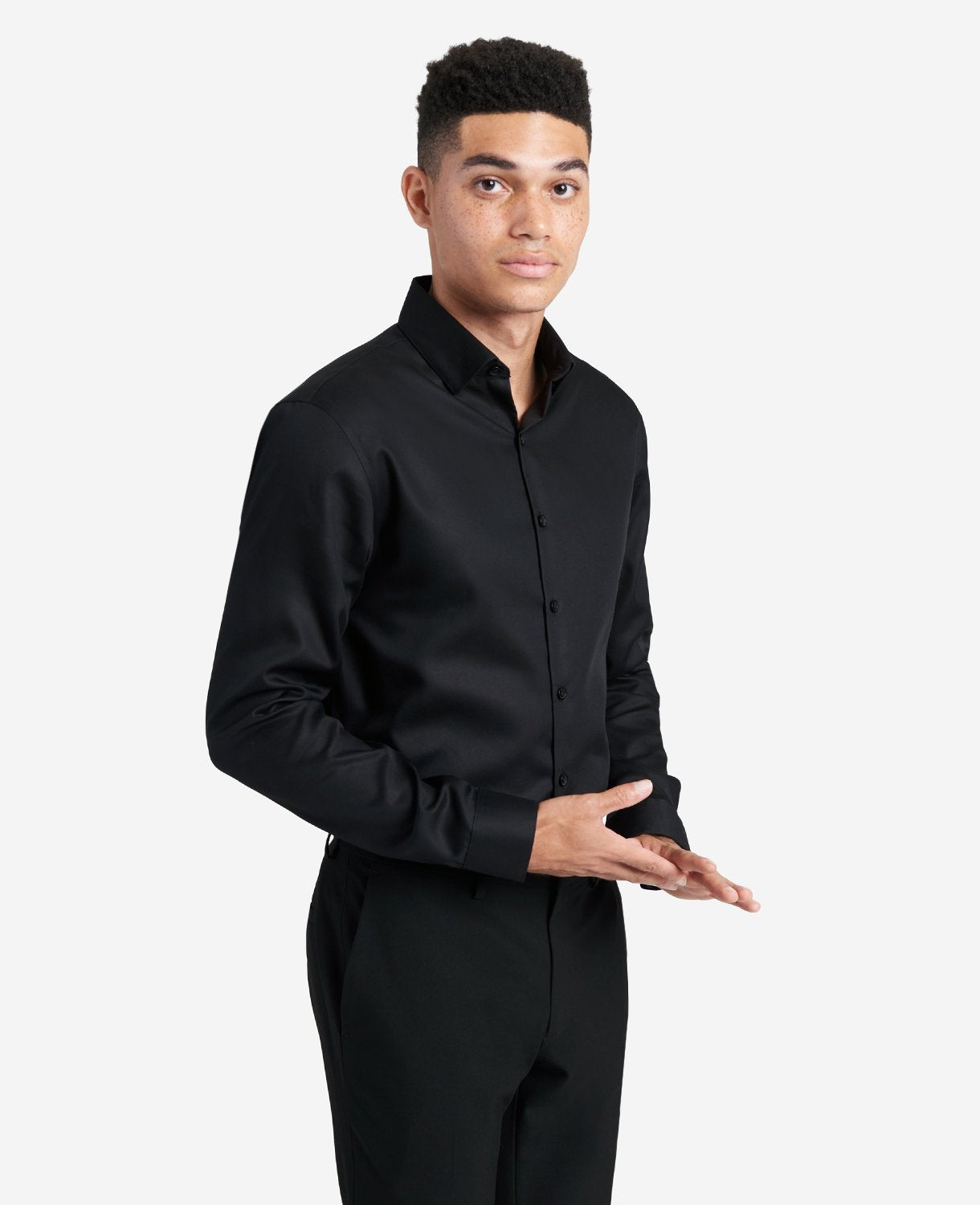 Kenneth Cole Reaction Clothing Slim-Fit Button-Down Stretch Dress Shirt with TEK FIT camicia nera