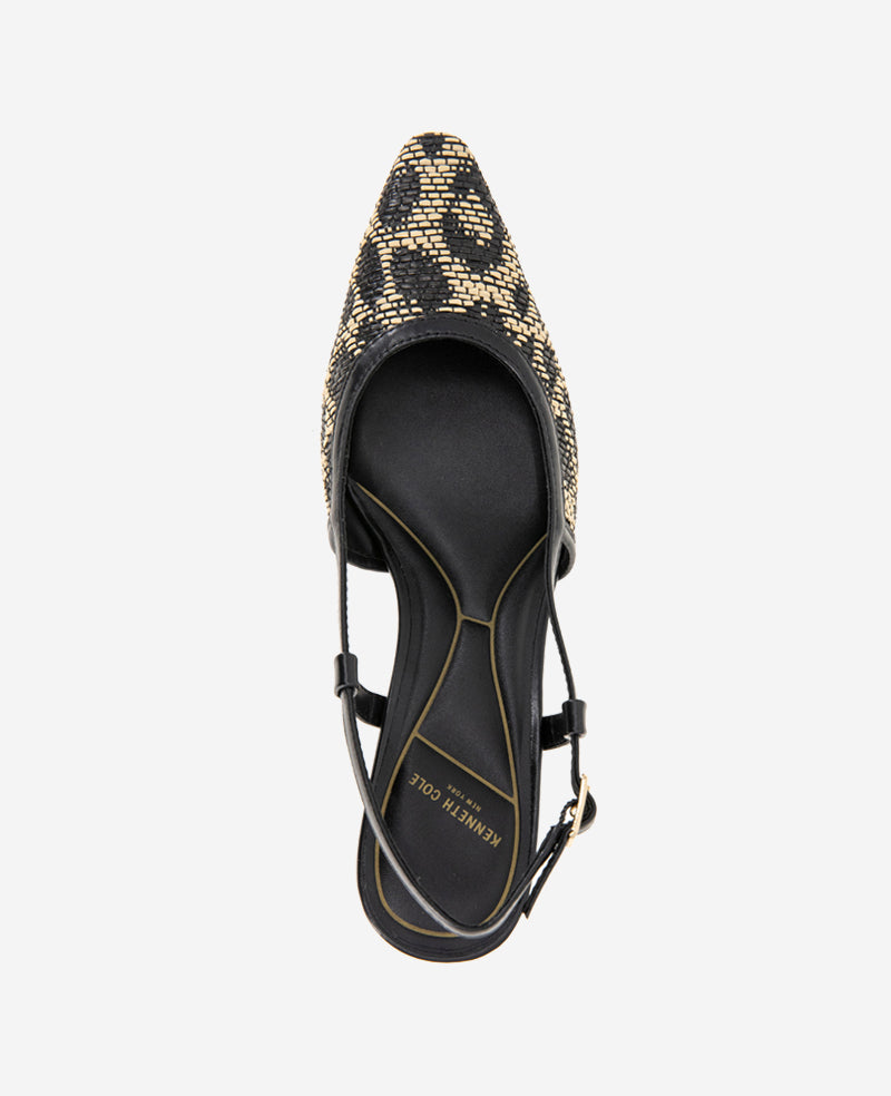 Kenneth Cole Reaction Shoes Martha Leopard Raffia slingback tacco basso