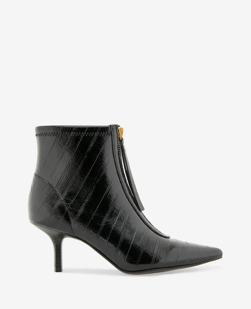 Kenneth Cole Reaction Shoes Udaya Embossed Eel Heel Bootie stivaletto nero tacco