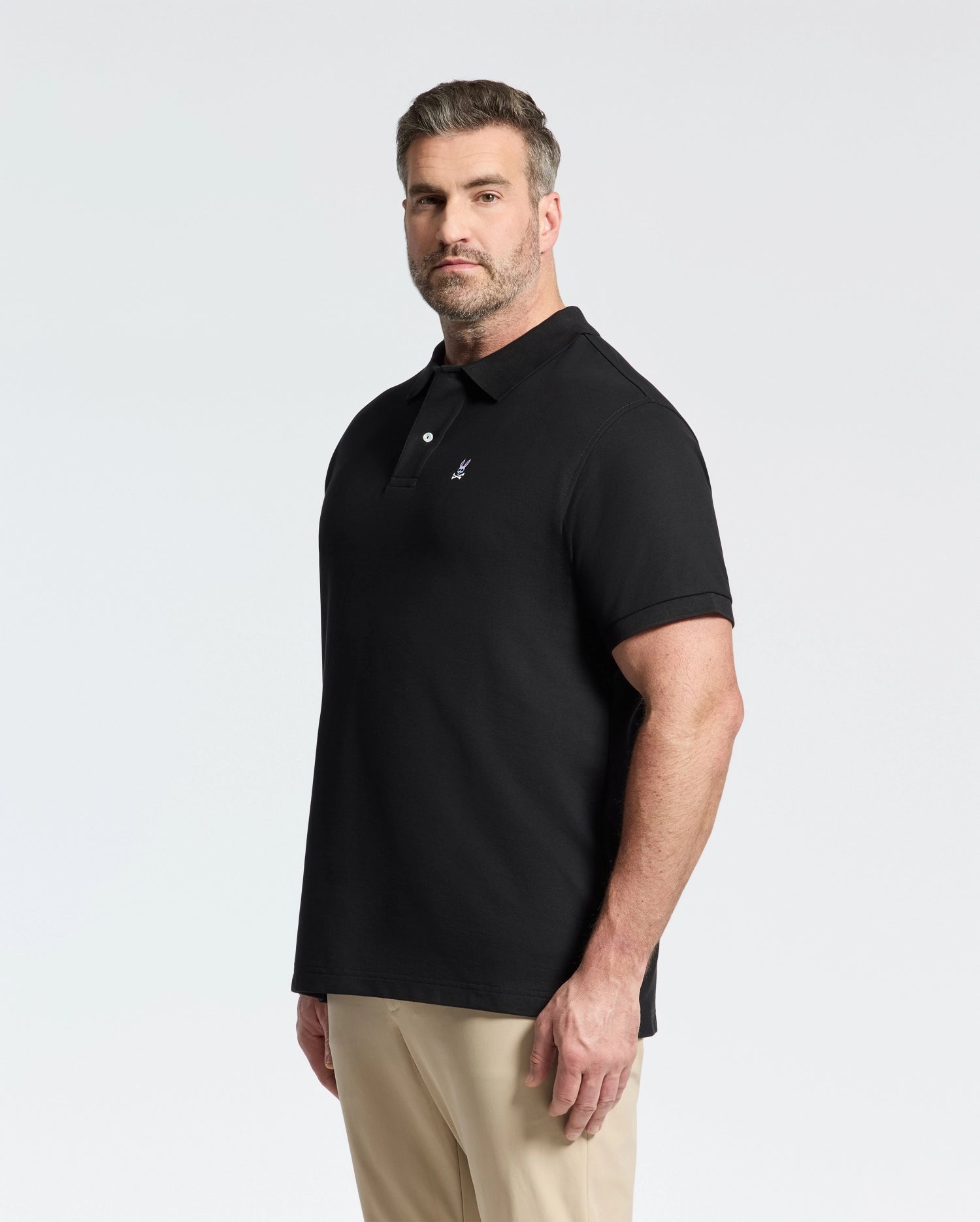 Psycho Bunny Big & Tall Classic Pique Polo Shirt polo nera taglie forti cotone Pima
