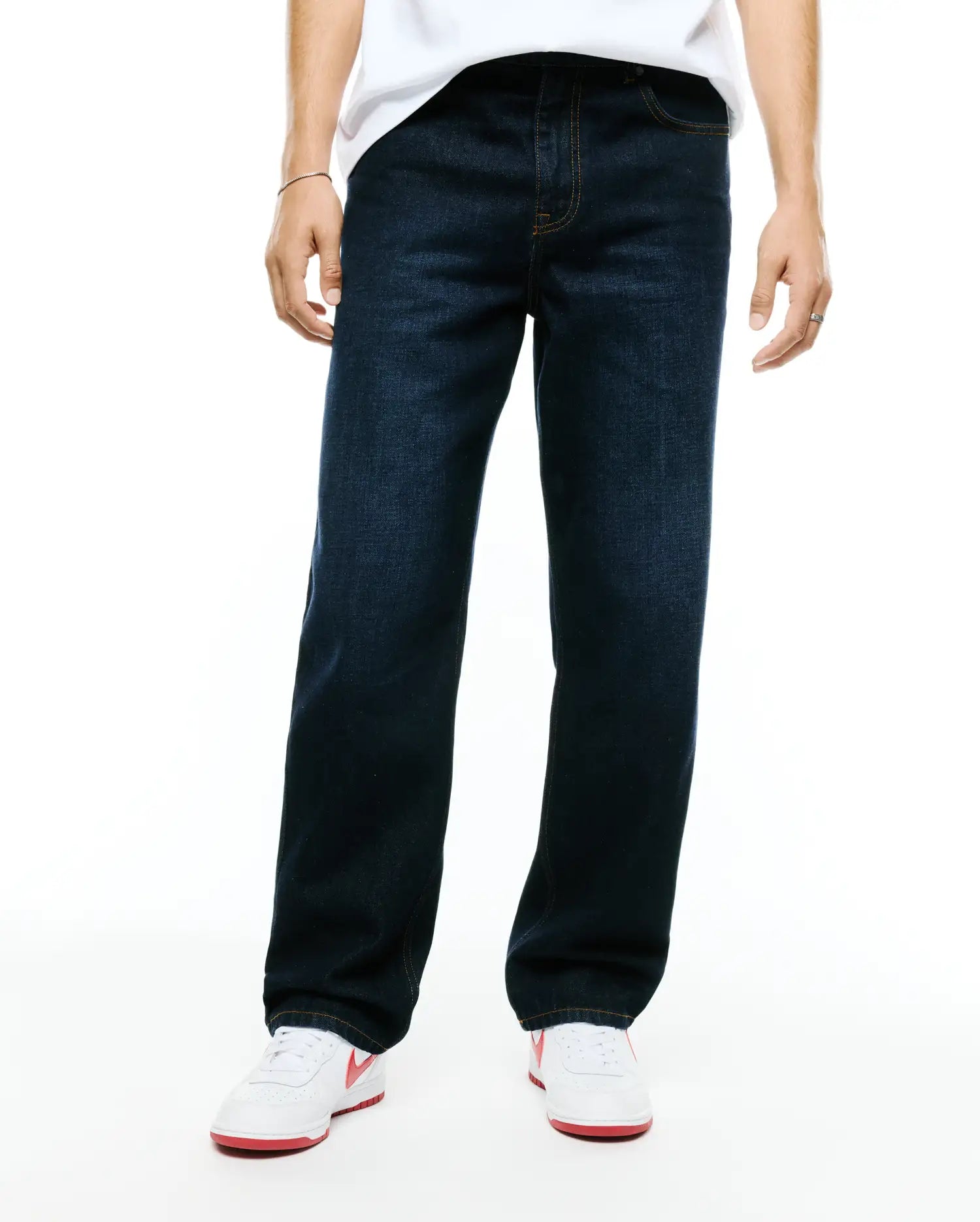 Psycho Bunny Men's Pants Beck Oversized jeans blu/nero in cotone