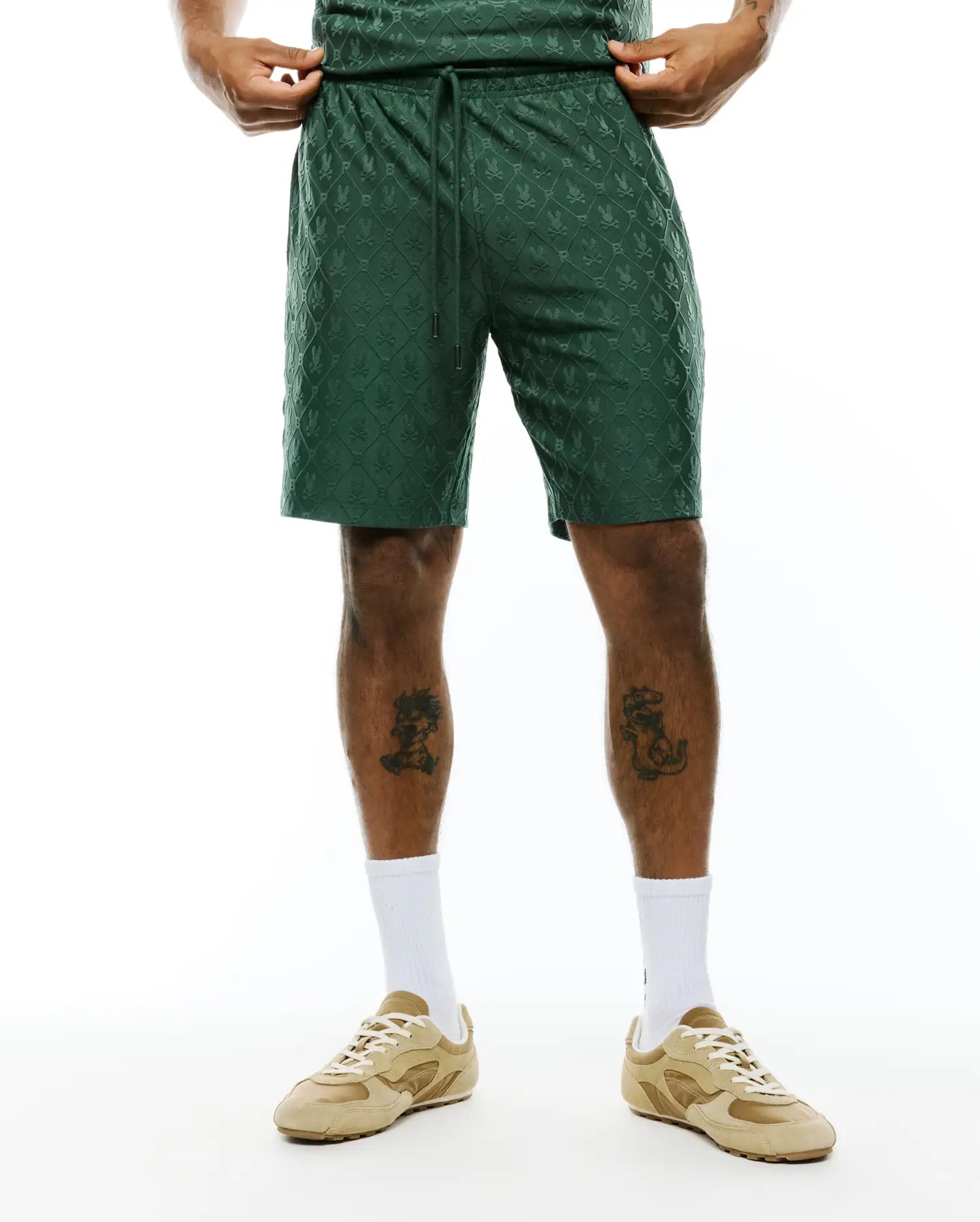 Psycho Bunny Men's Shorts Garry Jacquard Sweatshorts 8" shorts verdi XXS-XXXL regular