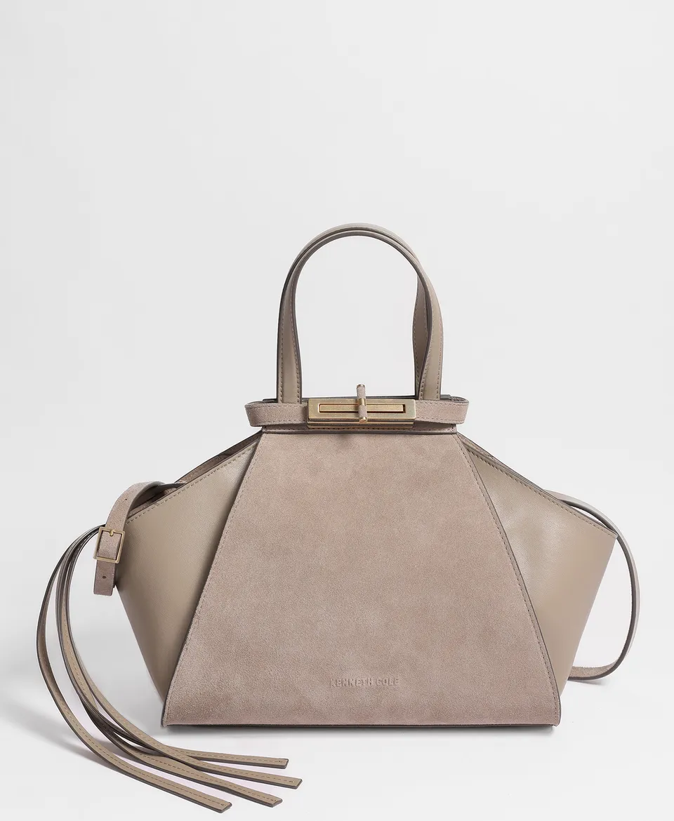 Kenneth Cole Reaction Crosby borsa a mano taupe in suede
