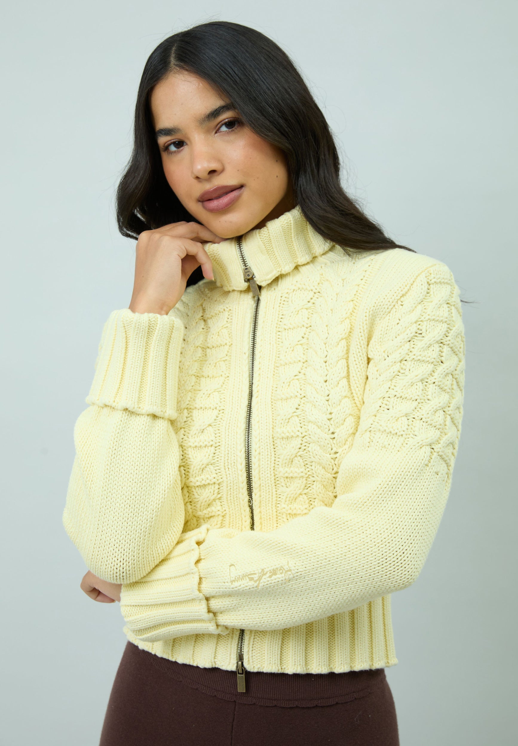 House Of Sunny Women's Knitwear Butter Cable Knit Peggy maglia in cotone