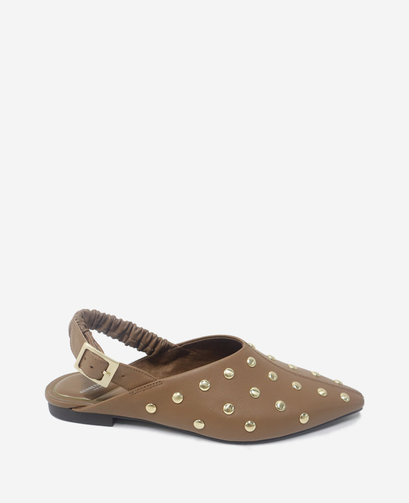 Kenneth Cole Reaction Shoes Nicola Studded Leather Slingback Sandal sandali marroni in pelle