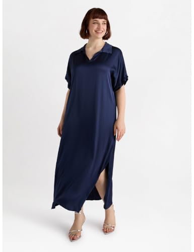 Fiorella Rubino Vestiti Vestito Lungo in Raso Curvy Size XS Plus Blu da sera