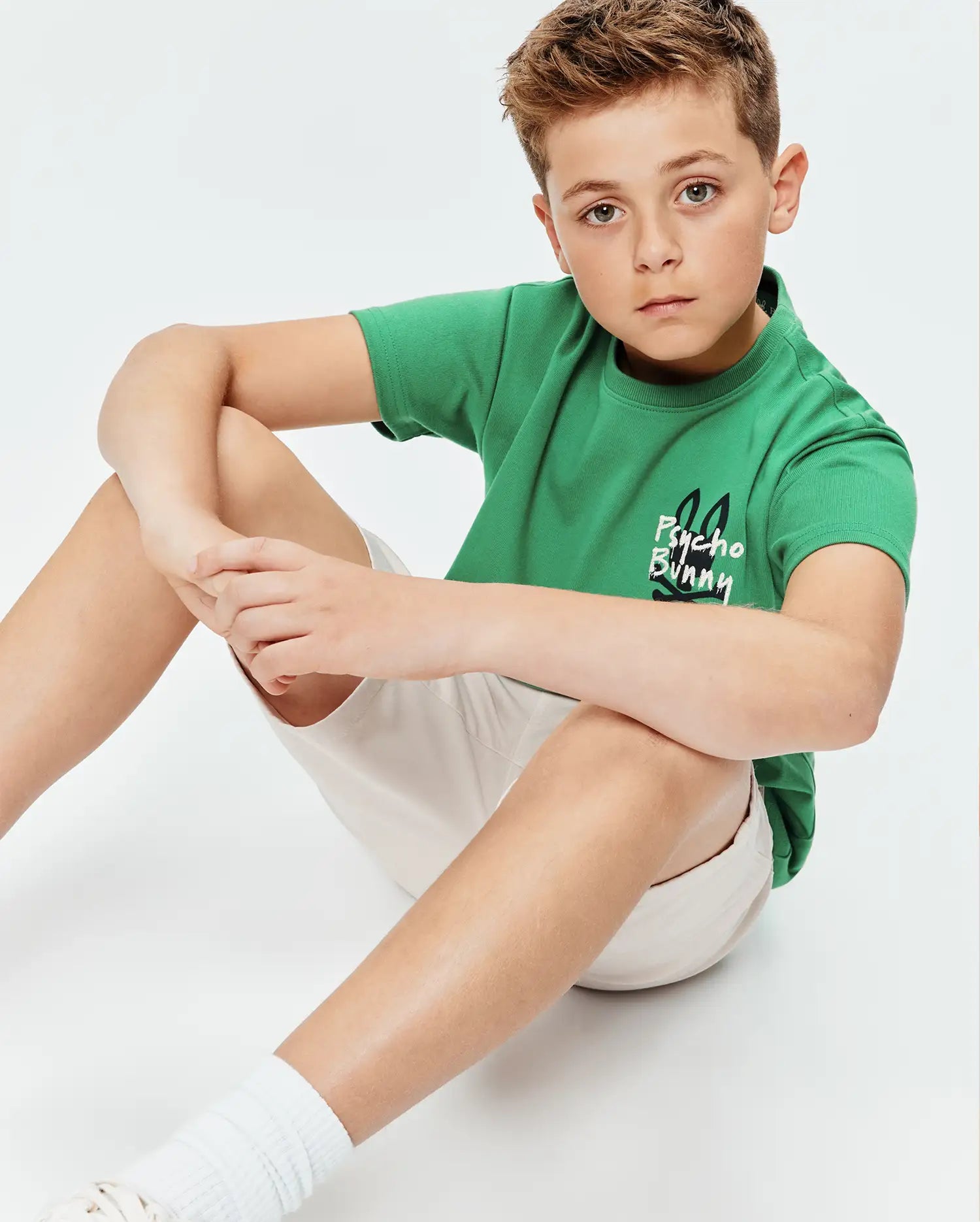 Psycho Bunny Kids Tees Duncan Oversized Tee maglietta verde 321 Leprechaun in cotone Pima