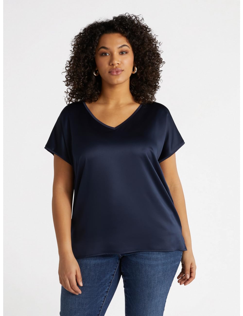 Fiorella Rubino Top e t-shirt T-shirt in Raso e Jersey t-shirt blu curvy