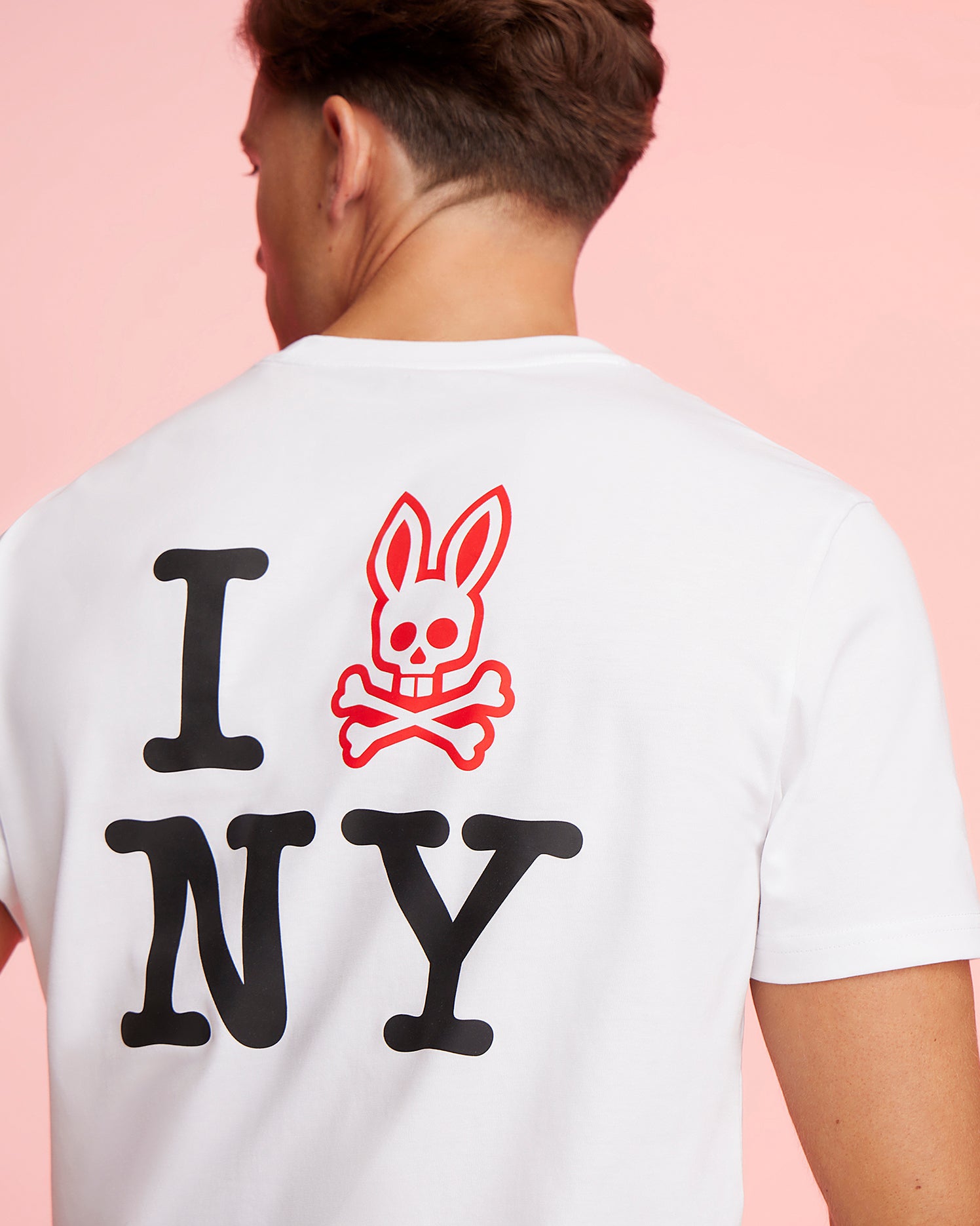 Psycho Bunny Men's Tees New York Tee B6U554W1PC T-shirt bianca in cotone Pima