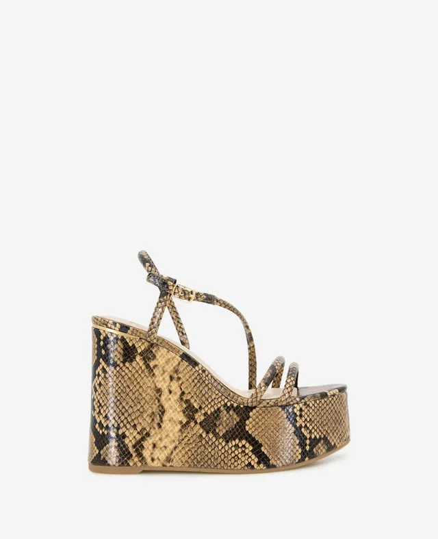 Kenneth Cole Reaction Shoes Tatiana Snake Print Platform Wedge Sandal sandalo zeppa serpente