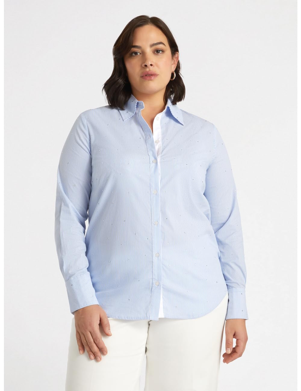 Fiorella Rubino Camicie e bluse Camicia a Righe tempestata di Strass 46 Plus