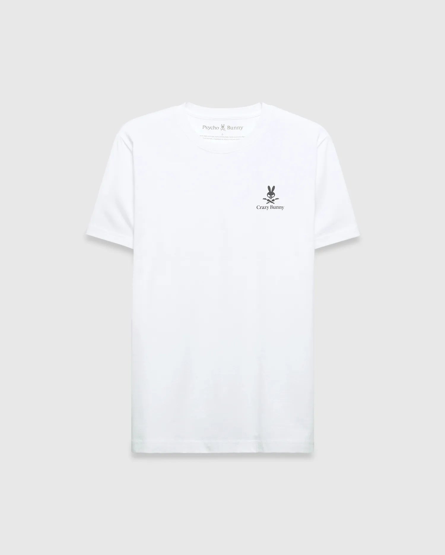 Psycho Bunny Men's Tees Crazy Bunny Graphic Tee t-shirt bianca in cotone Pima