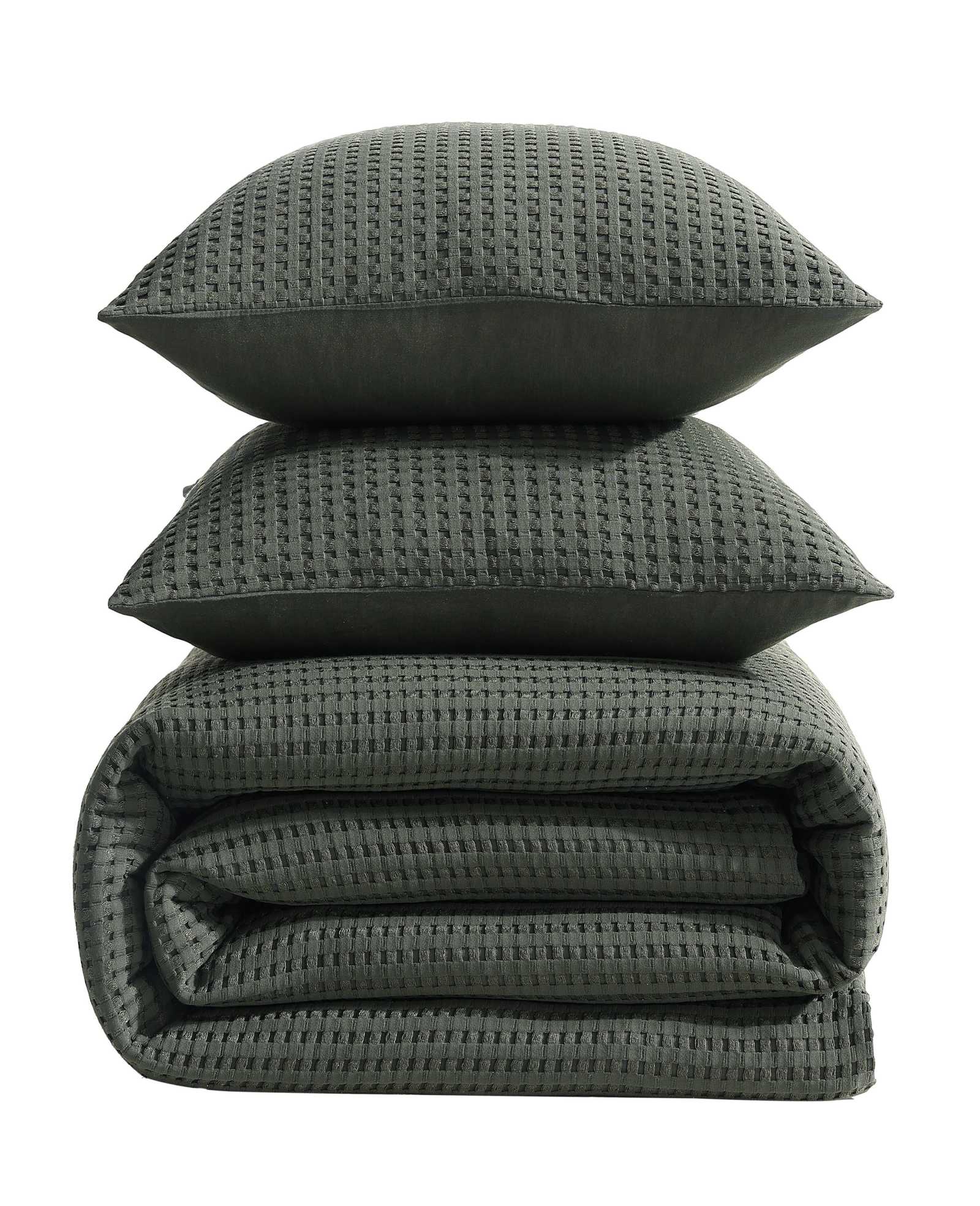 Kenneth Cole Reaction Home & Bedding Solid Waffle Duvet Set copripiumino verde Full/Queen