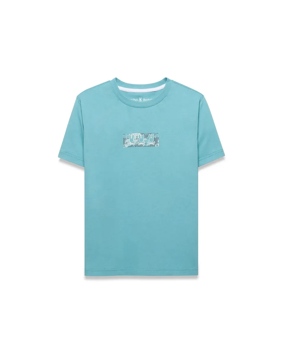 Psycho Bunny Kids Tees KIDS' ALFIE BACK GRAPHIC TEE T-shirt blu in cotone