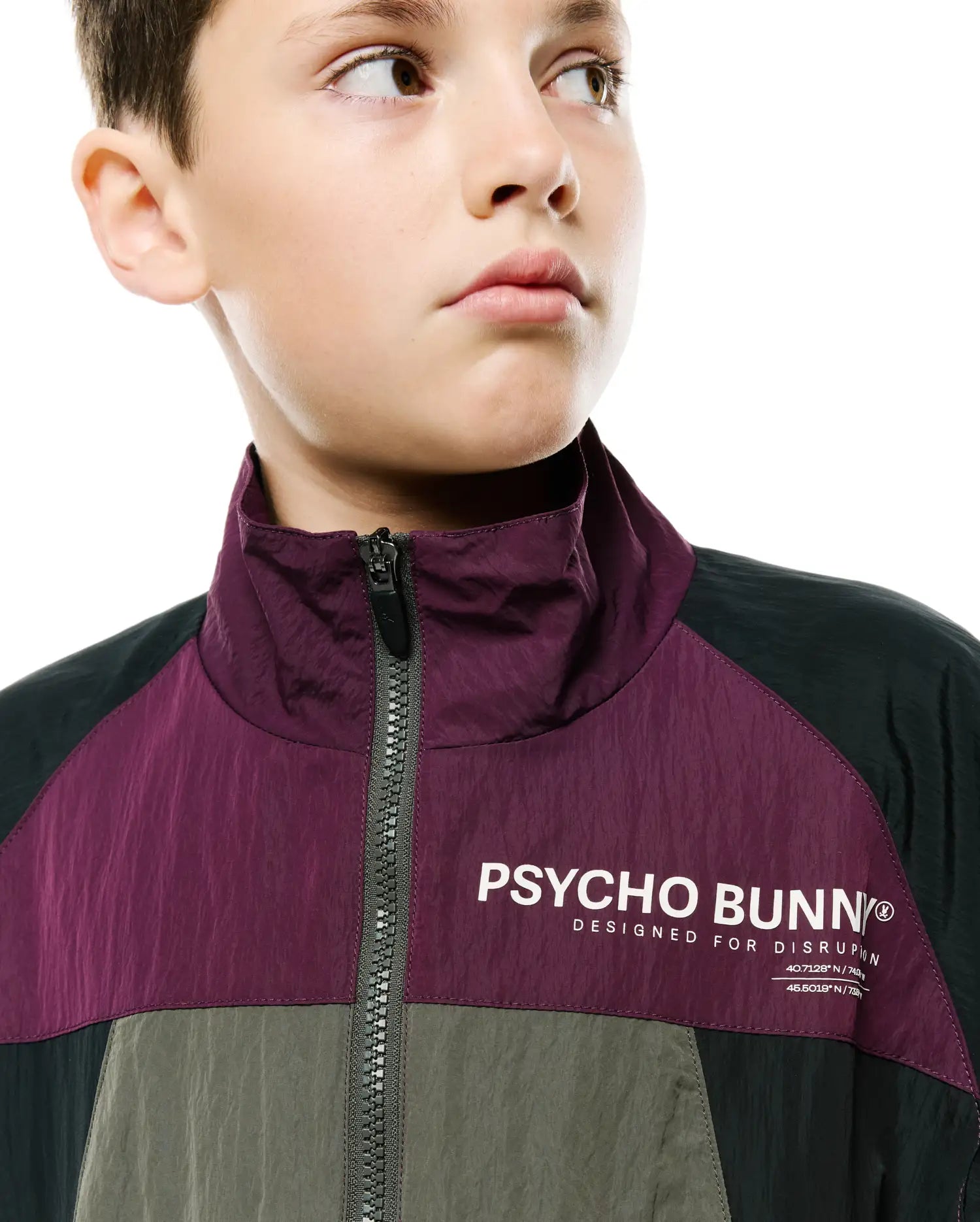 Psycho Bunny Kids Outerwear Alder Nylon Colorblock Jacket KT0500091 giacca nera