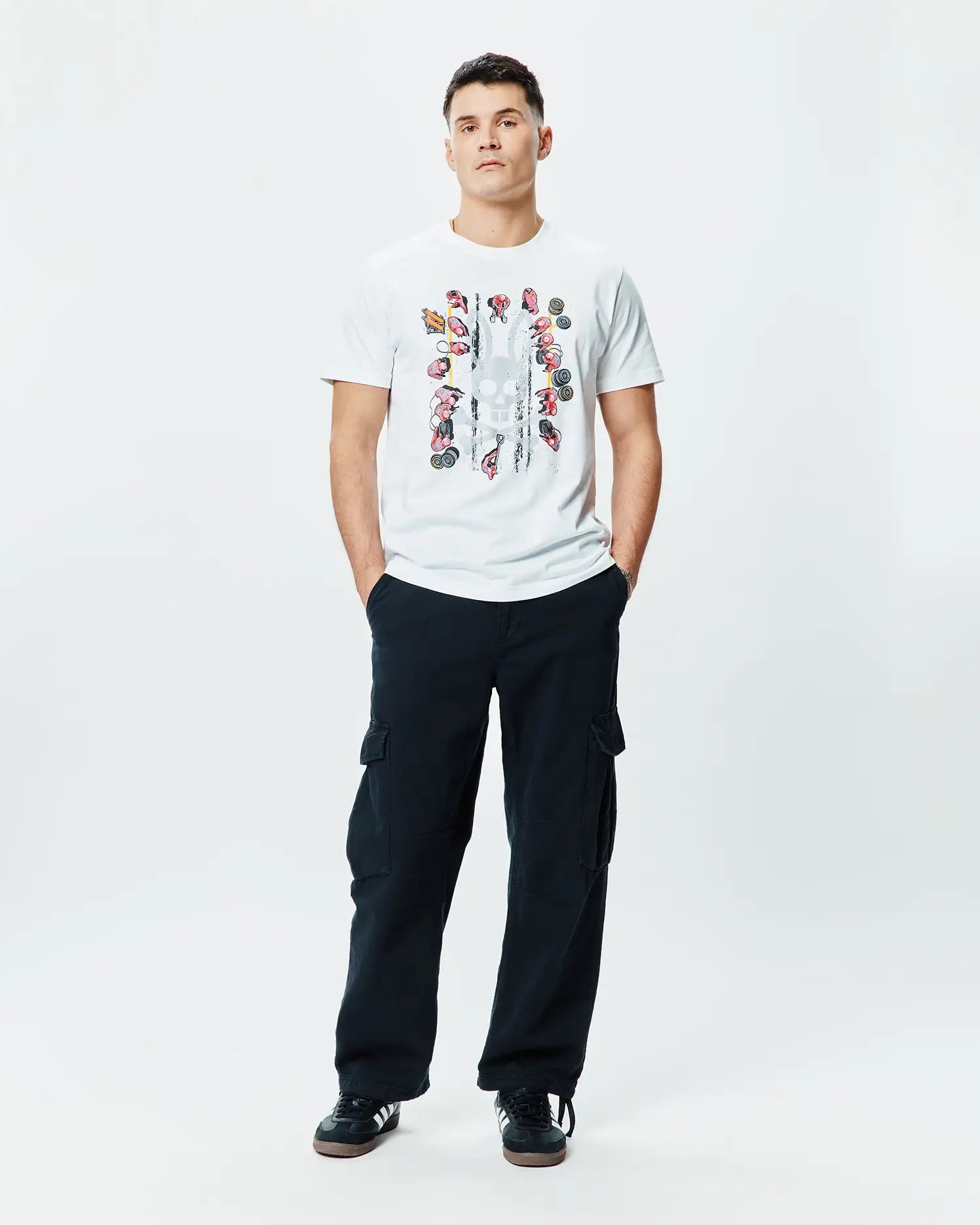 Psycho Bunny Men's Tees MENS RACE BUNNY GRAPHIC TEE MT0200597 T-shirt bianca